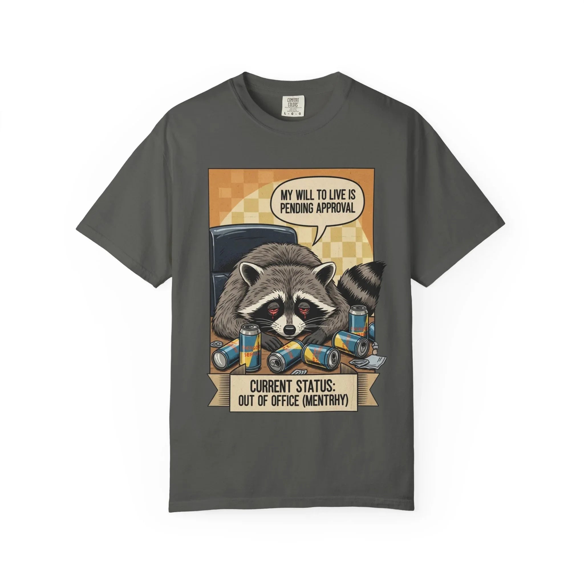 Funny Raccoon Shirt Mentally Exhausted Gift for Coworker Out of Office Tee Retro Trash Panda Corporate Humor Sweatshirt Sarcastic OfficeGift Pepper