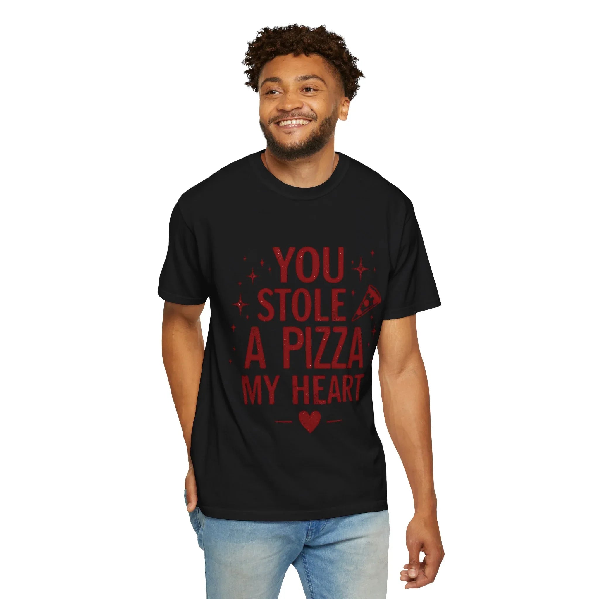 You Stole a Pizza My Heart Shirt, Pizza Love Pun Tee, Cute Typography T-Shirt, Funny Foodie Valentine Gift, Couples Date Night Outfit Black