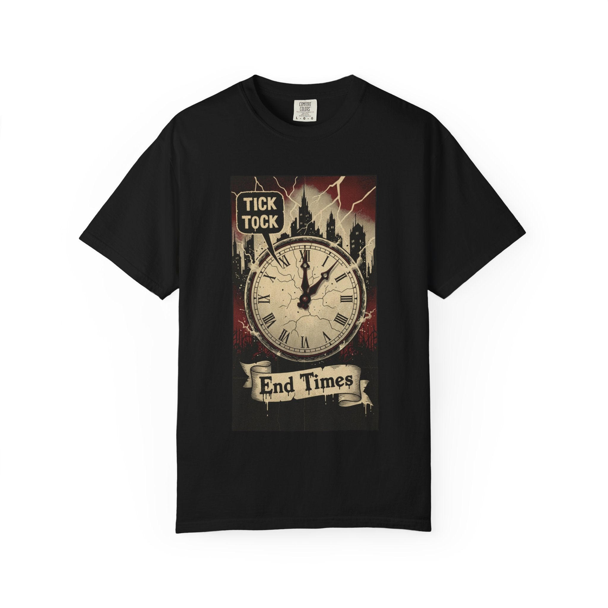 Doomsday Clock Shirt End Times Vintage Comic Tee Dark Aesthetic Grunge Top Apocalypse Graphic Retro Gothic Clothing Tick Tock Shirt Black