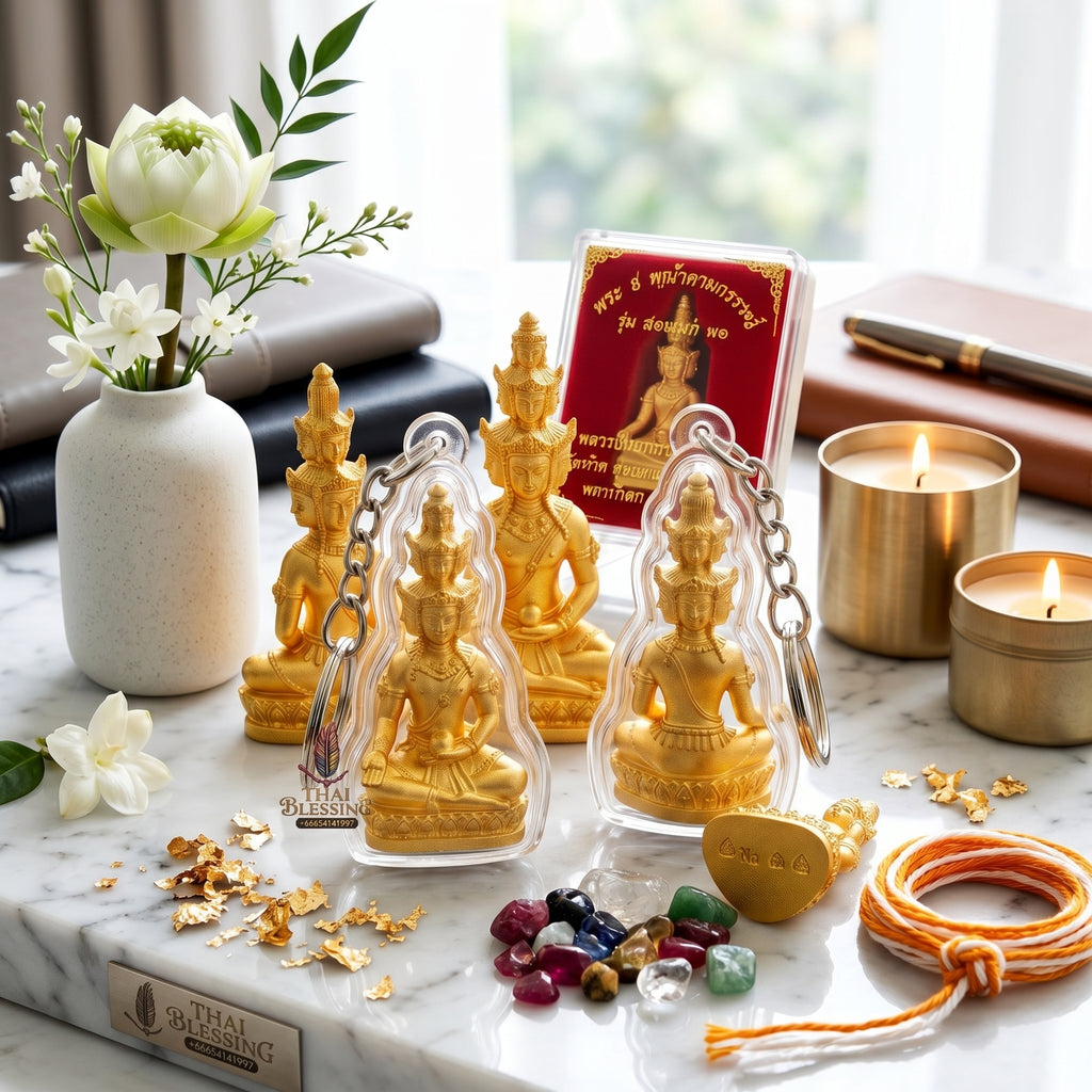✨🧘‍♂️💛 Authentic Thai Amulet Nine-Faced Sovereign Wealth Accumulator (3.7x1.7 cm) - Luang Pho Thongdam 2022 Gold-Plated Luxury Node