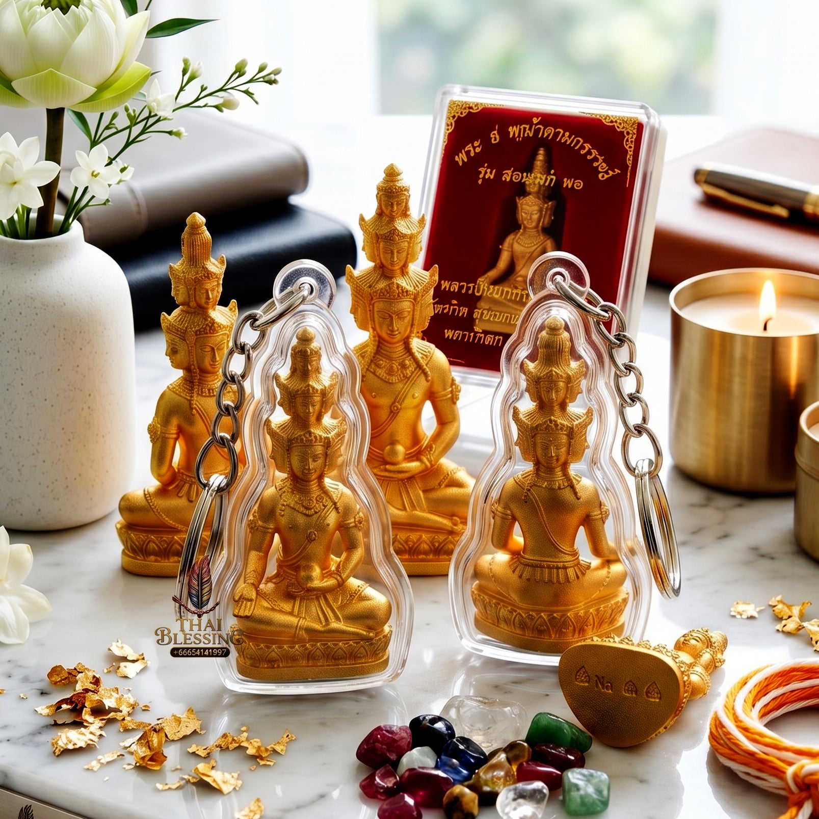 ✨🧘‍♂️💛 Authentic Thai Amulet Nine-Faced Sovereign Wealth Accumulator (3.7x1.7 cm) - Luang Pho Thongdam 2022 Gold-Plated Luxury Node