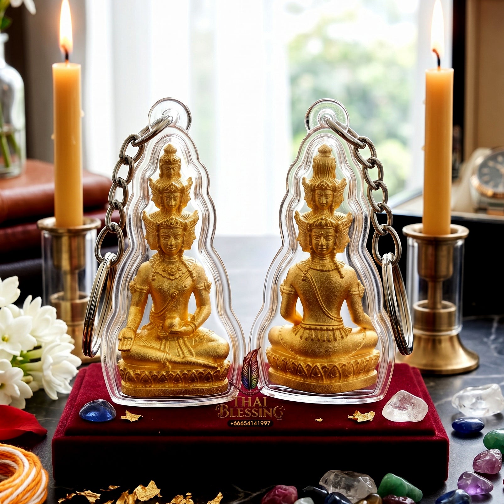 ✨🧘‍♂️💛 Authentic Thai Amulet Nine-Faced Sovereign Wealth Accumulator (3.7x1.7 cm) - Luang Pho Thongdam 2022 Gold-Plated Luxury Node