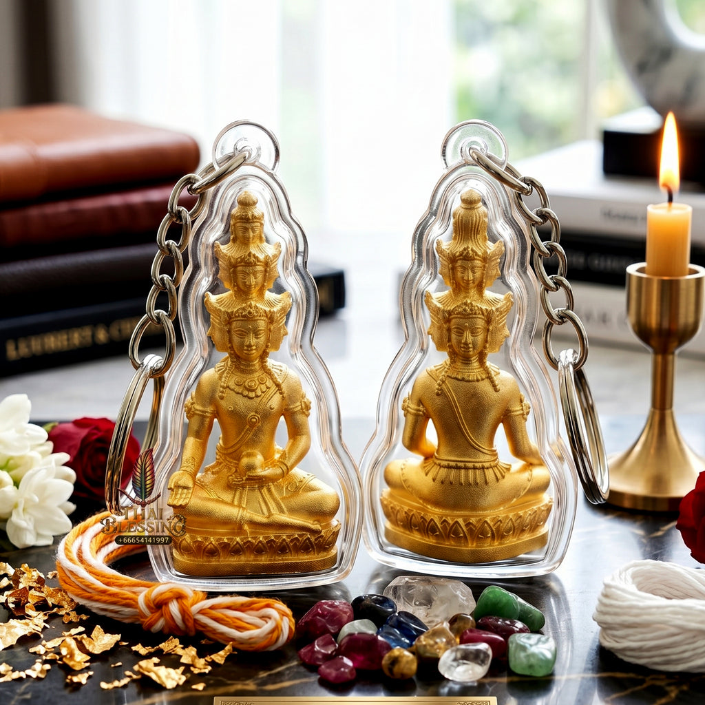 ✨🧘‍♂️💛 Authentic Thai Amulet Nine-Faced Sovereign Wealth Accumulator (3.7x1.7 cm) - Luang Pho Thongdam 2022 Gold-Plated Luxury Node