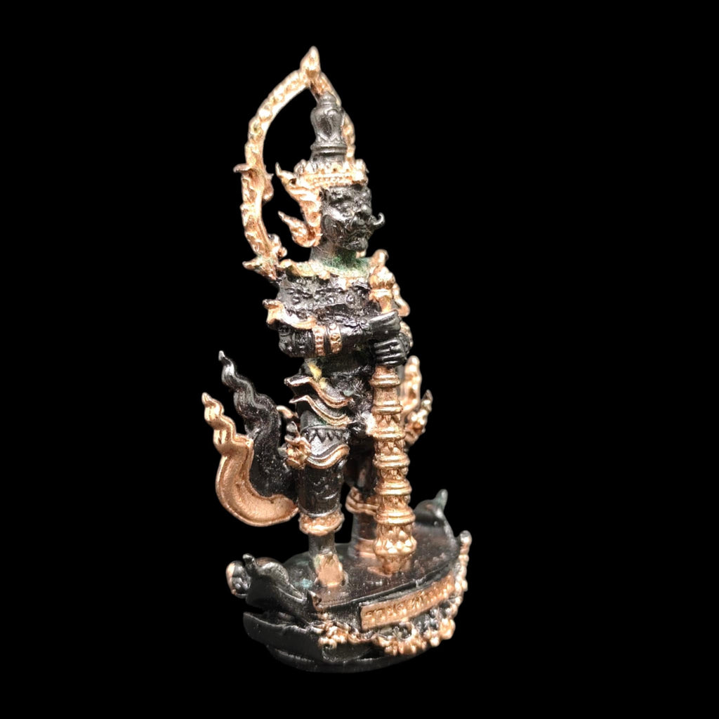 ⚡ Manifest Wealth and Protection with the Thao Wessuwan Ruay Satthan Pathapee﻿ – 3-Inch Black Rhodium Gold-Plated Amulet by Luang Pu Mahasila Sirichanto, Limited Edition of 50 Pieces! ⚡