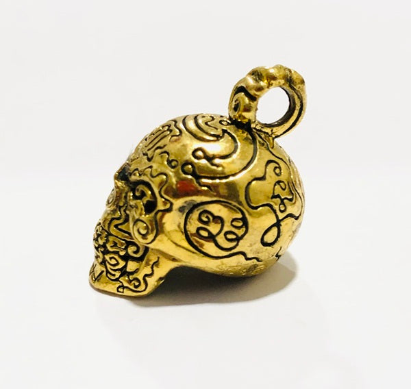 💀 Golden Skull "Sap Mang Kang" (Wealthy & Stable) 1st Edition: Brass (Thong Lueang) – Phra Ajarn Lek, Wat Tham Khao Noi – Gambling Luck & Ghost Protection