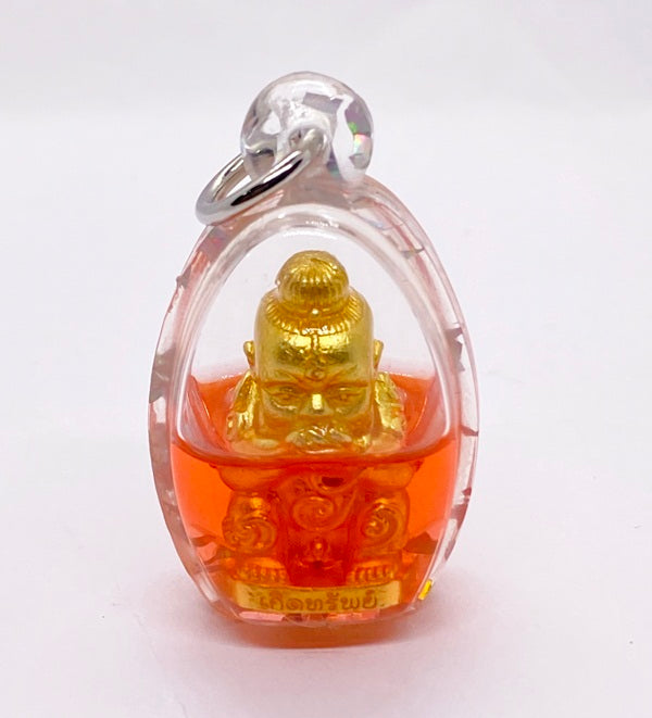 Kuman Dut Rok Amulet - Attract Wealth and Prosperity with Ajarn Nanboon's Spirit Child ชุบทองพร้อมเลี่ยม