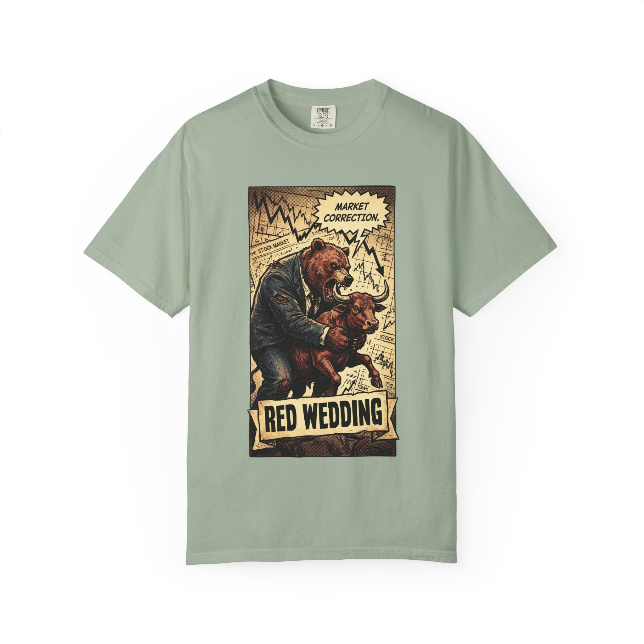 Market Correction Red Wedding Shirt, Bear vs Bull Stock Market Tee, Funny Trader Investor Gift, Vintage Finance Graphic Streetwear Bay