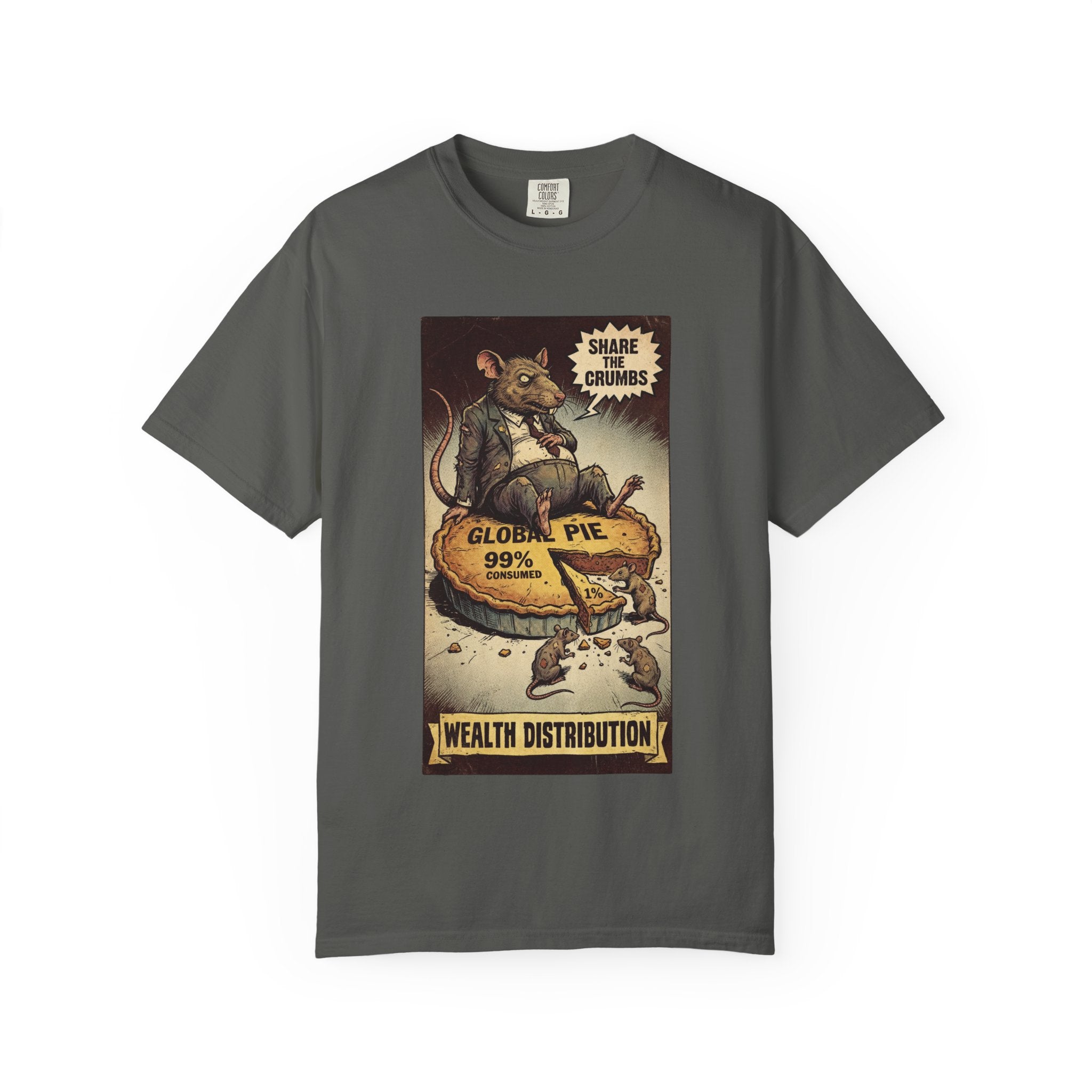 Share The Crumbs Shirt, Wealth Distribution Satire Tee, Vintage Capitalism Political Graphic, Social Justice Streetwear, Anti-Greed Rat Gift Pepper