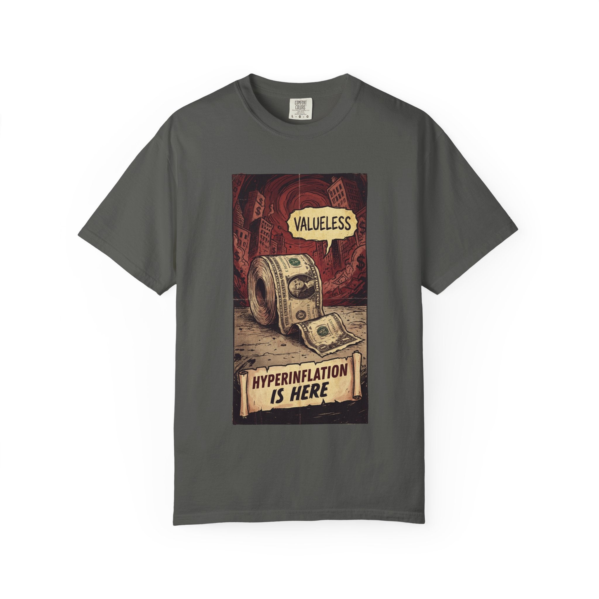 Hyperinflation Is Here Shirt, Funny Finance T-Shirt, Valueless Money Toilet Paper Graphic, Vintage Retro Economic Crisis Tee, Sarcastic Political Top Pepper