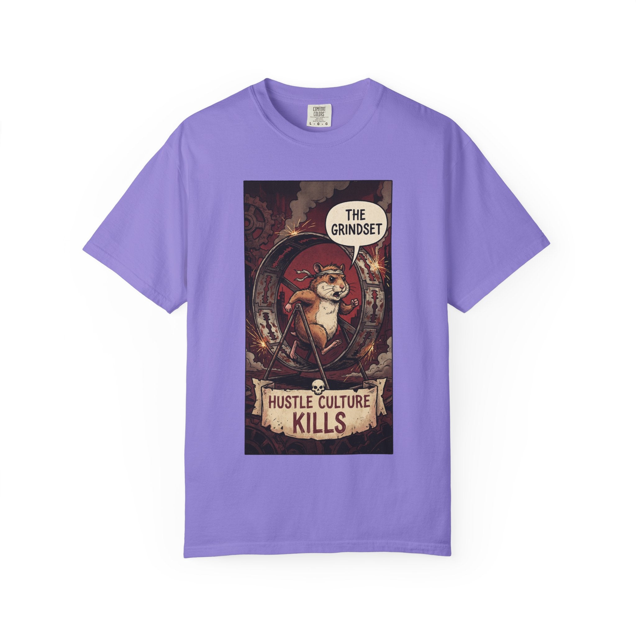 The Grindset Shirt - Hustle Culture Kills T-Shirt - Sarcastic Burnout Awareness Tee - Vintage Comic Graphic - Corporate Satire Gift Violet