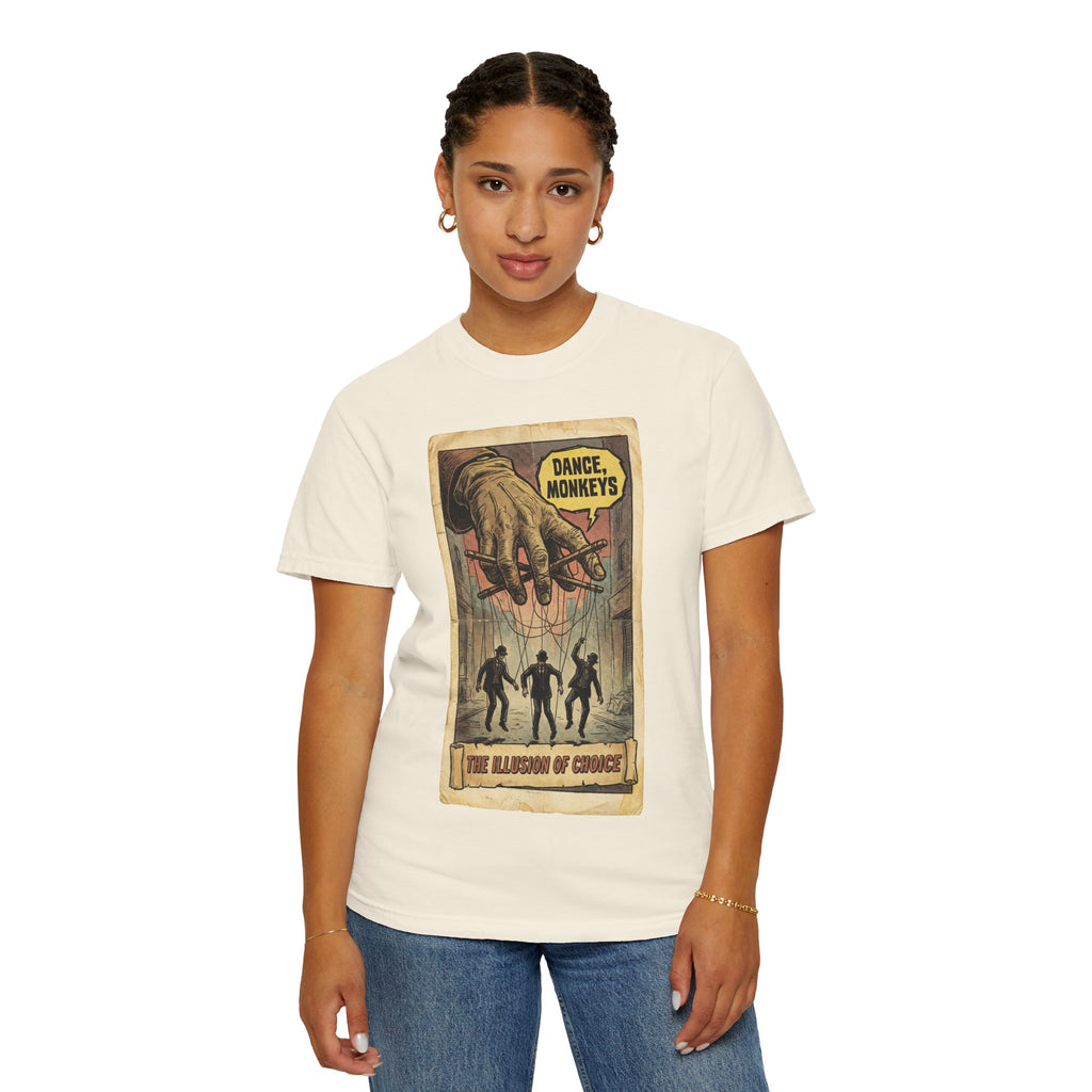 The Illusion of Choice Shirt, Dance Monkeys Puppet Master Tee, Sarcastic Social Commentary T-Shirt, Vintage Grunge Philosophy Apparel