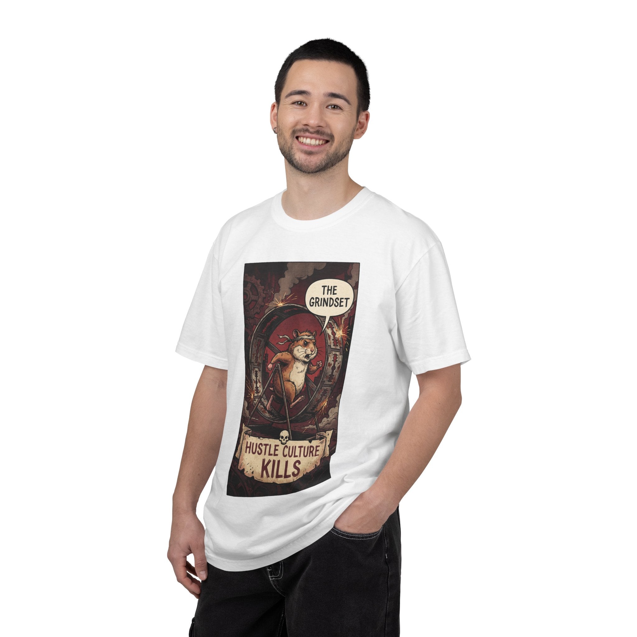 The Grindset Shirt - Hustle Culture Kills T-Shirt - Sarcastic Burnout Awareness Tee - Vintage Comic Graphic - Corporate Satire Gift