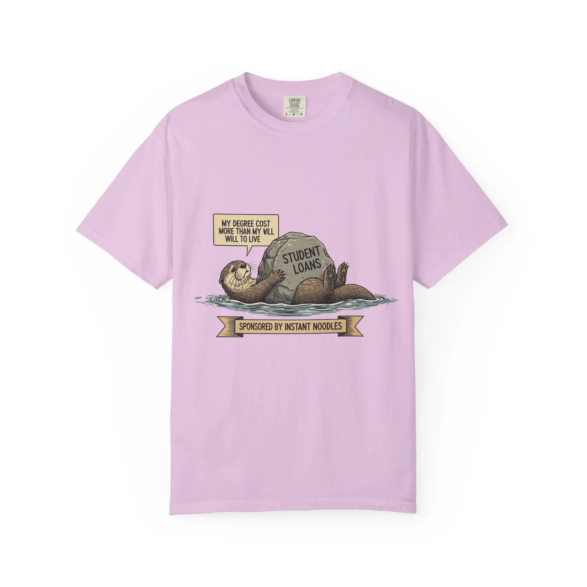 Funny Sloth Shirt Financially Stable In My Dreams Tee Student Loan Otter Shirt Broke Life Gift Sarcastic Adulting Currently Accepting Orchid