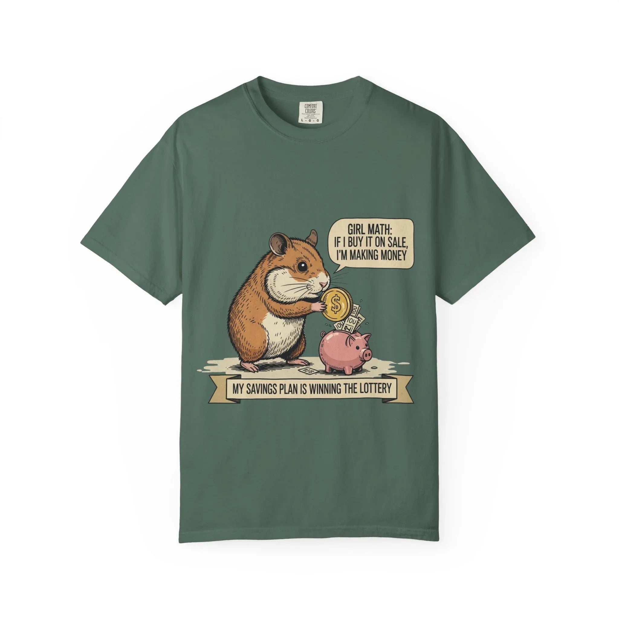 Funny Girl Math Shirt Hamster Saving Plan Tee Student Loan Otter Shirt Financially Stable Sloth Broke Life Gift Sarcastic Adulting Humor Blue Spruce