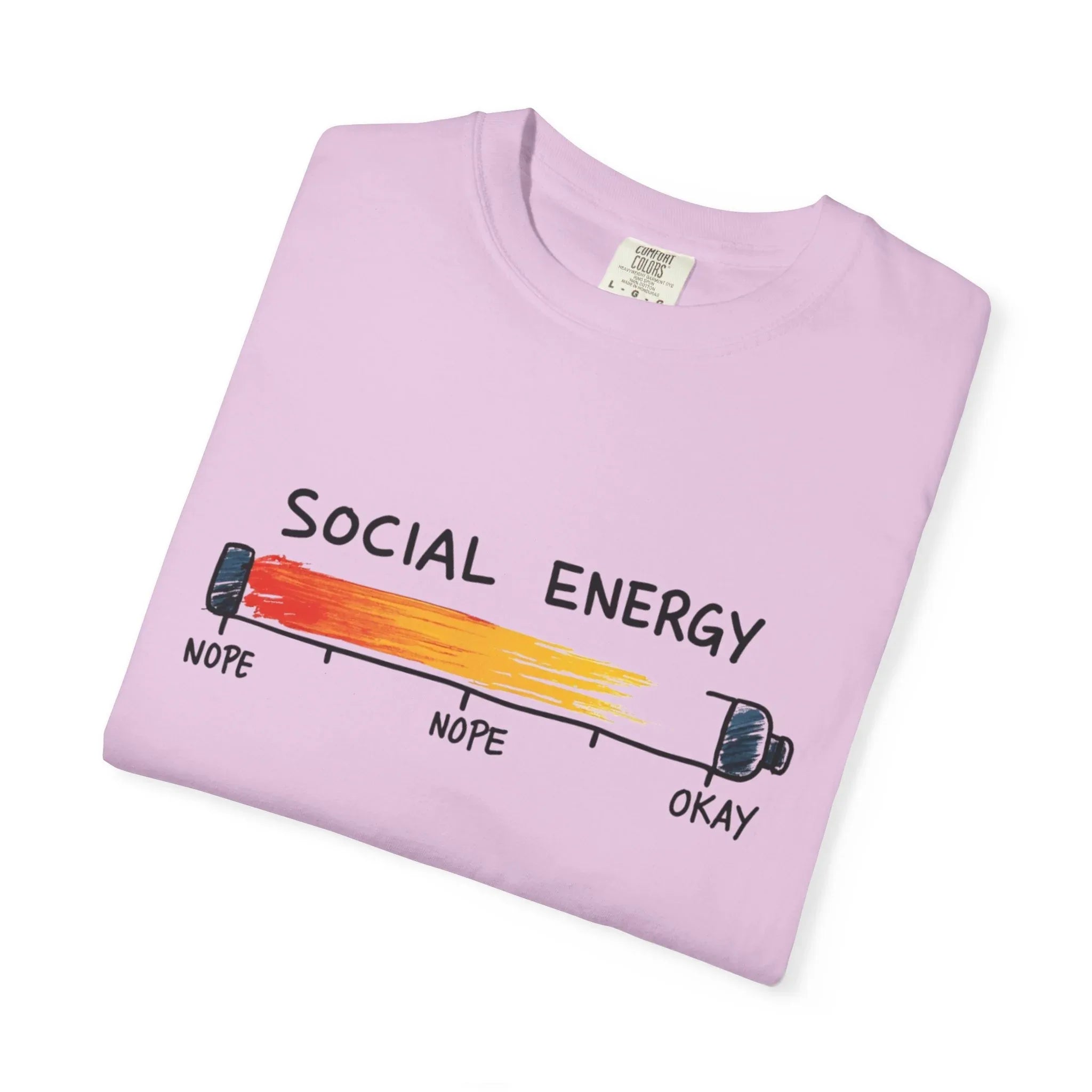 Social Energy Meter Shirt, Introvert Humor Tee, Social Battery Bar Chart T-Shirt, Funny Minimal Graphic, Nope to Okay Gift Orchid