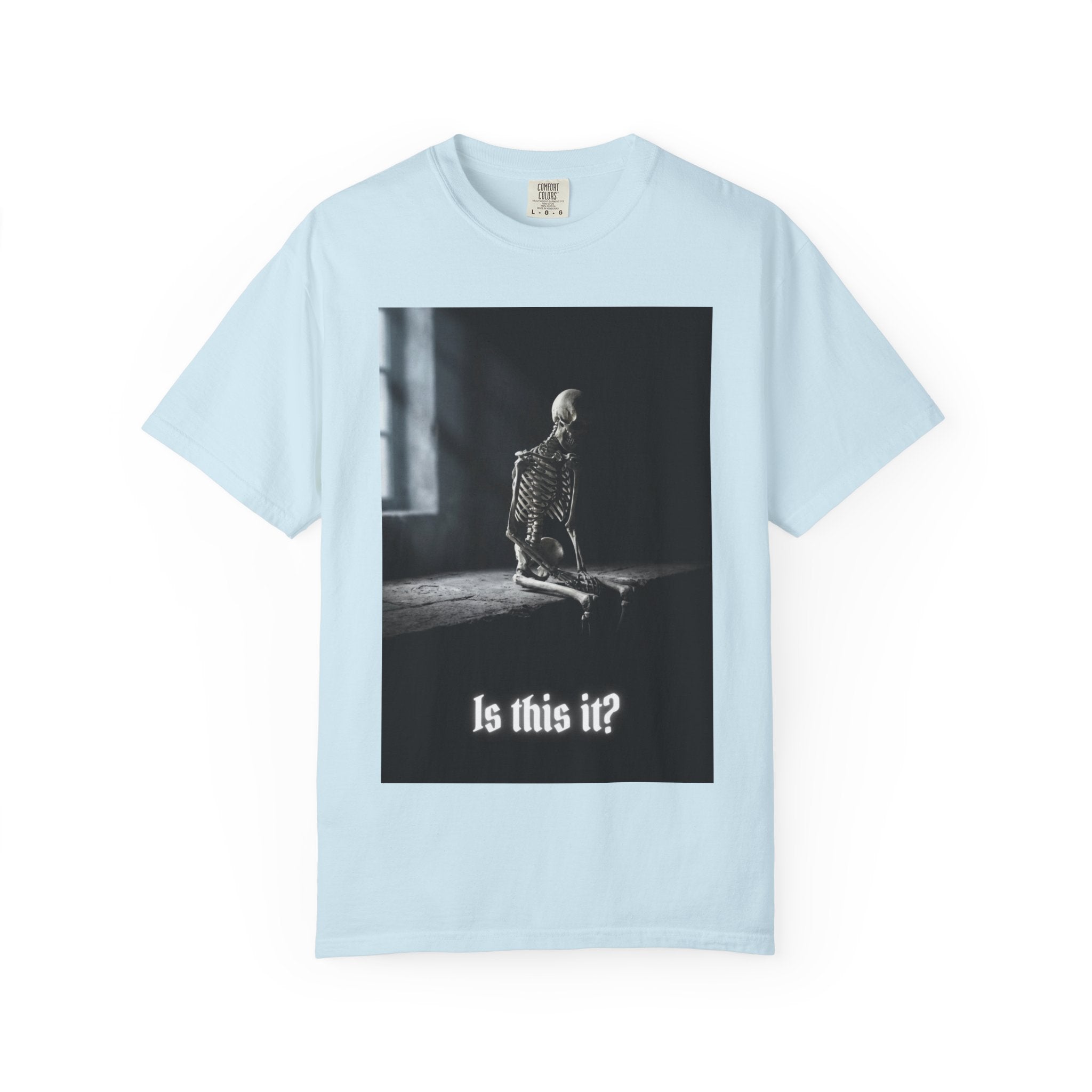 He'll Text Back Skeleton T-Shirt - Vintage Dark Humor Tee - Gothic Horror Graphic Shirt - Relatable Sarcastic Ghosting Gift - Retro Aesthetic Streetwear Chambray