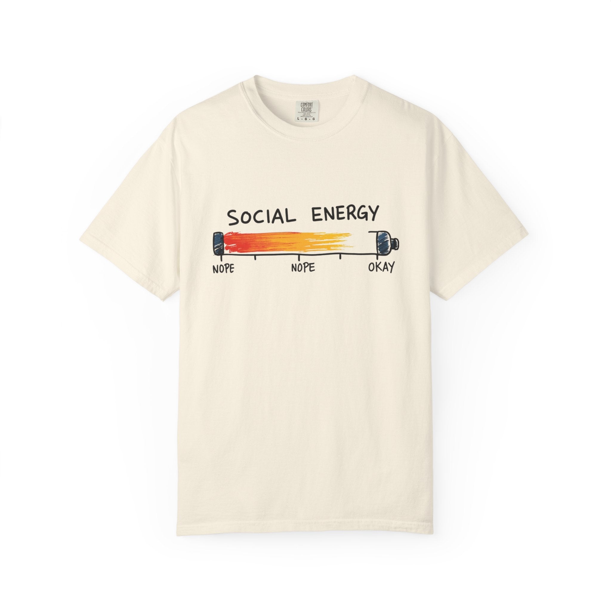 Social Energy Meter Shirt, Introvert Humor Tee, Social Battery Bar Chart T-Shirt, Funny Minimal Graphic, Nope to Okay Gift Ivory