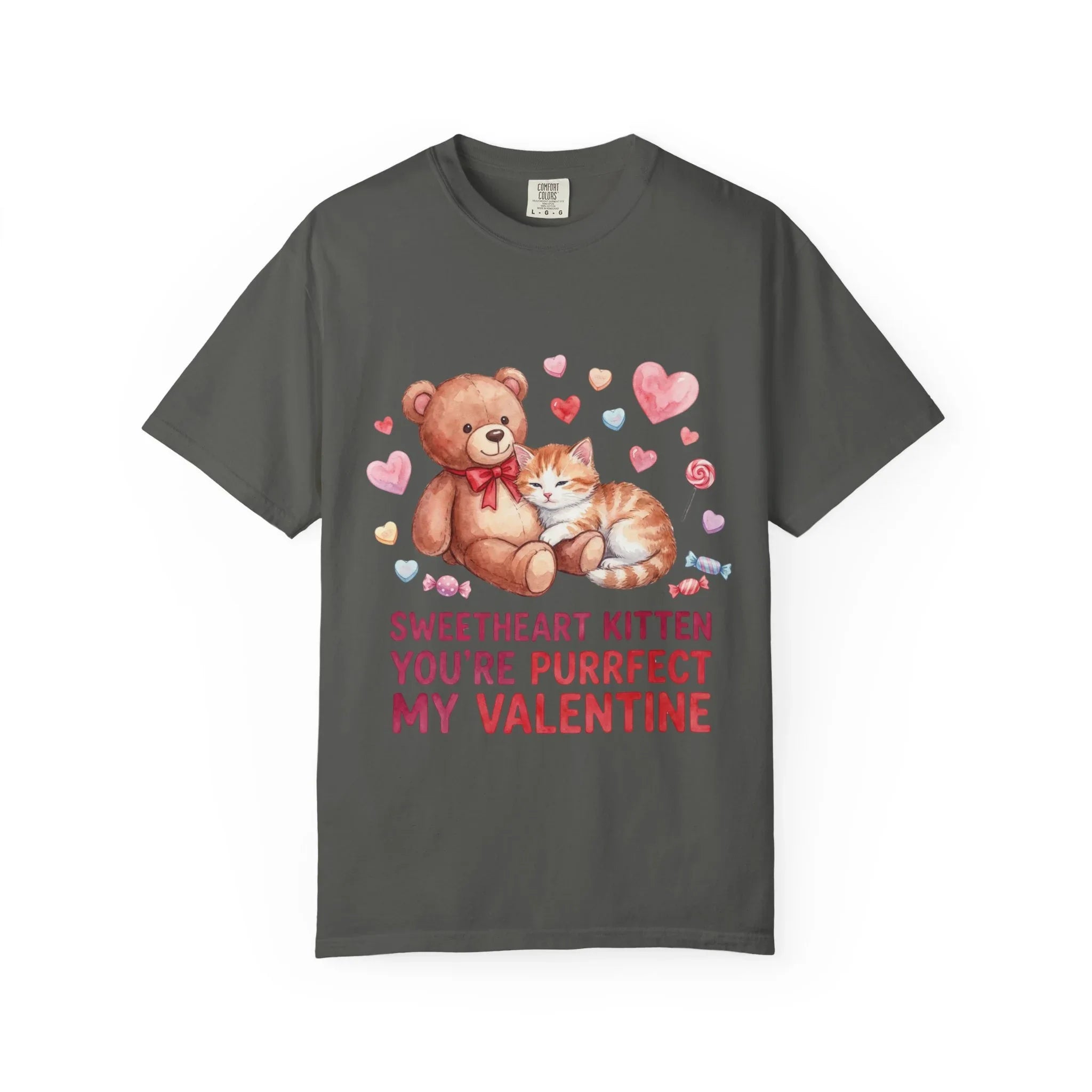 Sweetheart Kitten Youre Purrfect My Valentine T Shirt Cute Cat Teddy Bear Hearts Watercolor Cozy Vintage Aesthetic Gift Cat Lovers Pepper
