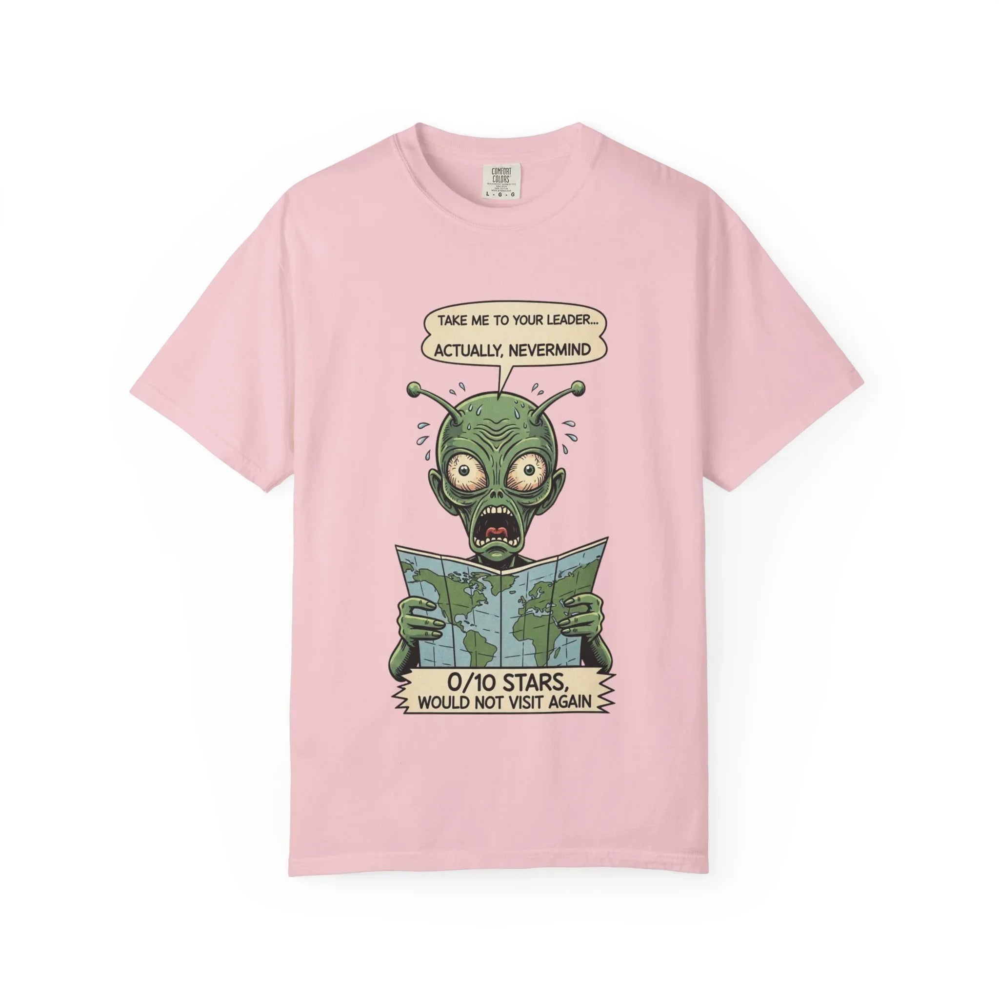 Funny Alien Shirt - Sarcastic Earth Review Tee - Vintage Sci-Fi Lover Gift - 0 Out Of 10 Stars Meme Tshirt - Retro UFO Graphic Top for Introverts Blossom