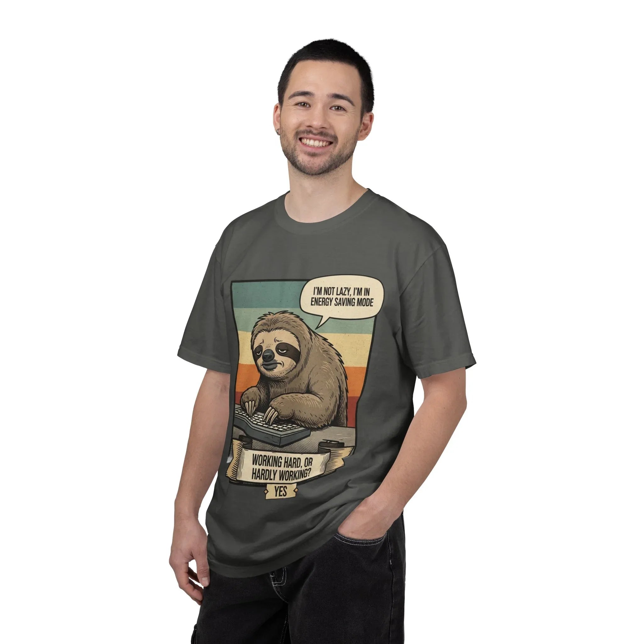Funny Sloth Shirt - "I'm In Energy Saving Mode" T-Shirt - Office Humor Gift for Coworker - Lazy Animal Tee - Work From Home Graphic Tee - Retro Style Sloth Top