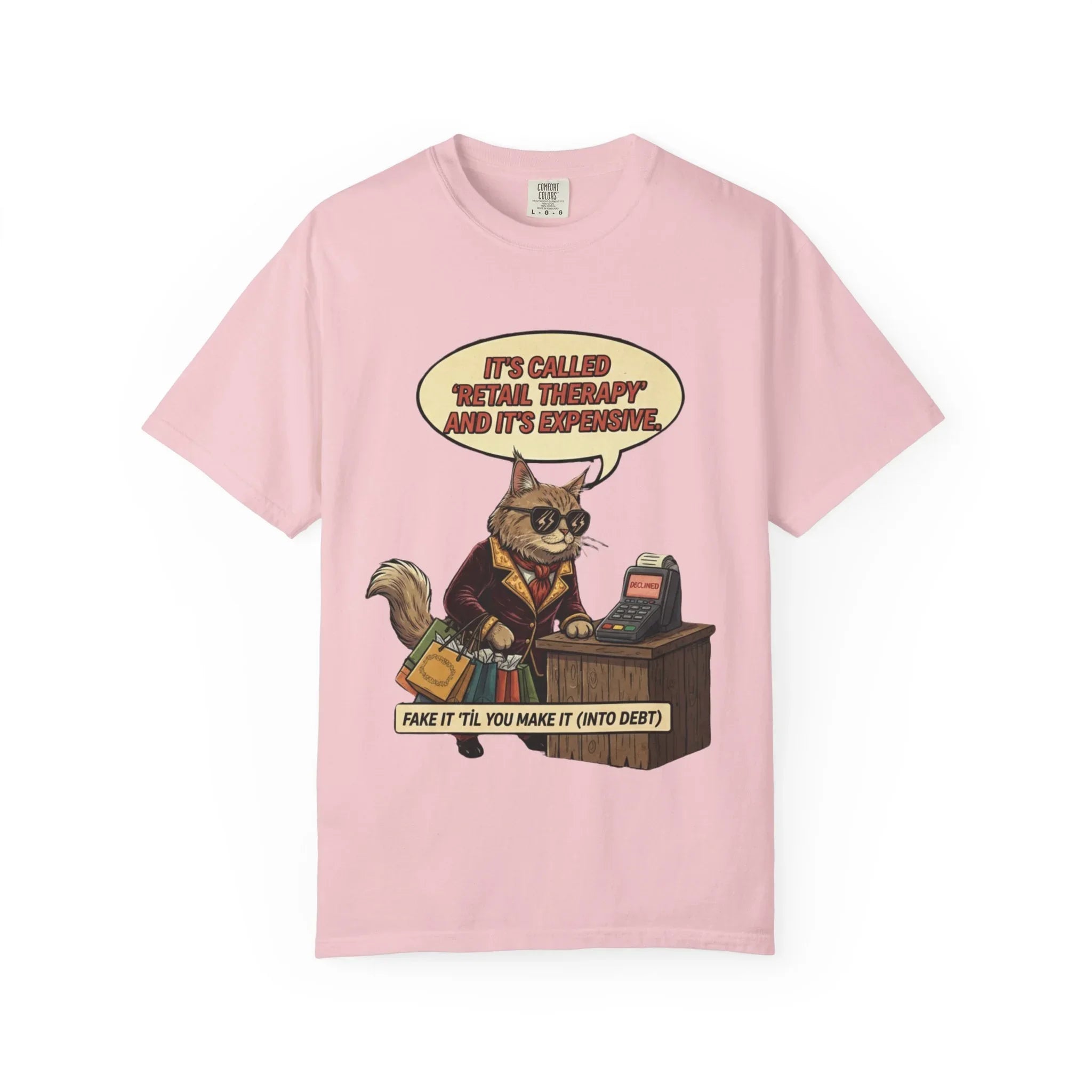 Funny Retail Therapy Cat Shirt - Sarcastic Shopping Meme Sweatshirt - "Declined" Screen Graphic Tee - Relatable Adulting Gift - Cute Cat Lover Sarcastic Apparel Blossom