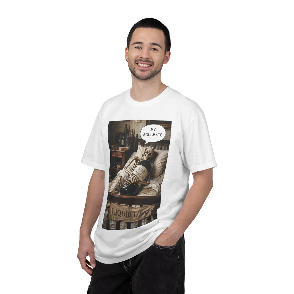 My Soulmate Liquid Love T-Shirt - Funny Wine Skeleton Shirt - Sarcastic Alcohol Pun Tee - Vintage Wine Lover Gift - Aesthetic Skeleton Graphic