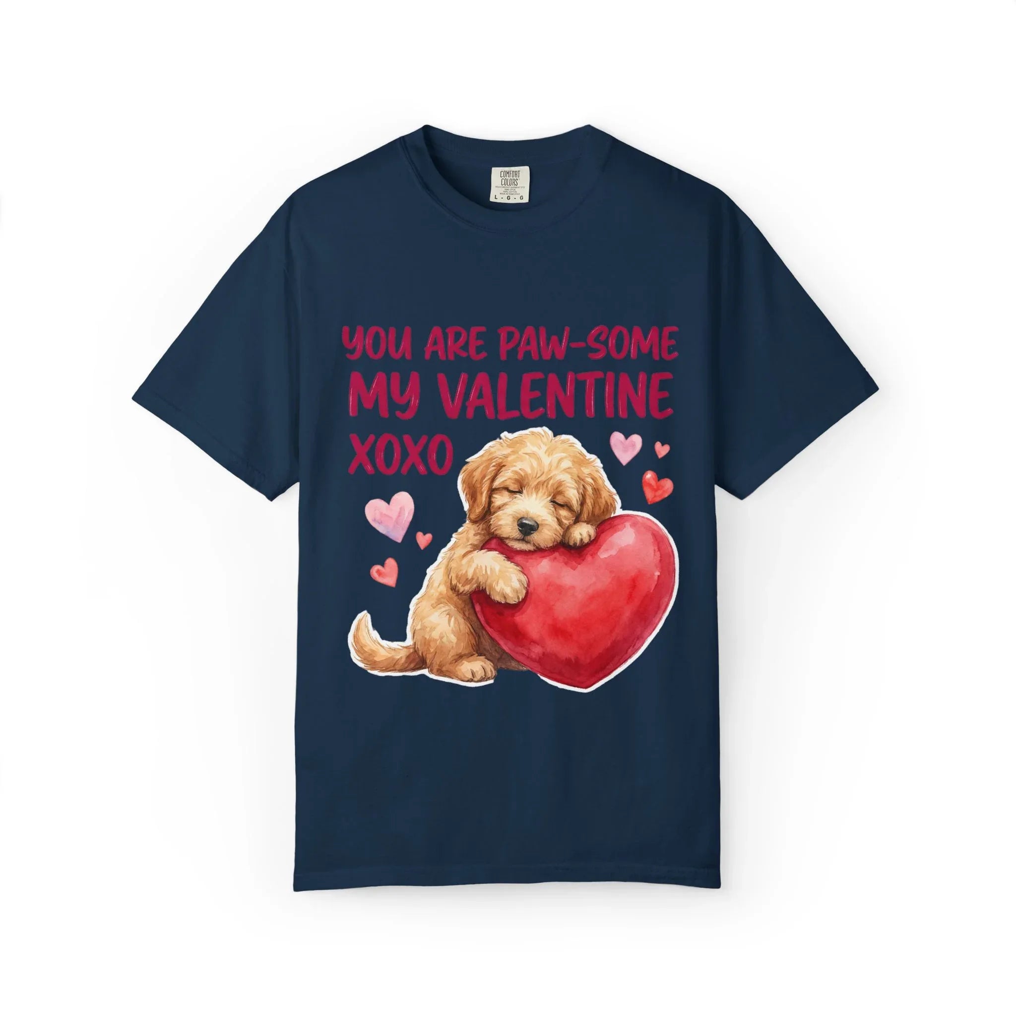 You Are Paw-some Valentine T-Shirt | Puppy Heart My Valentine Dog Love Graphic Tee True Navy