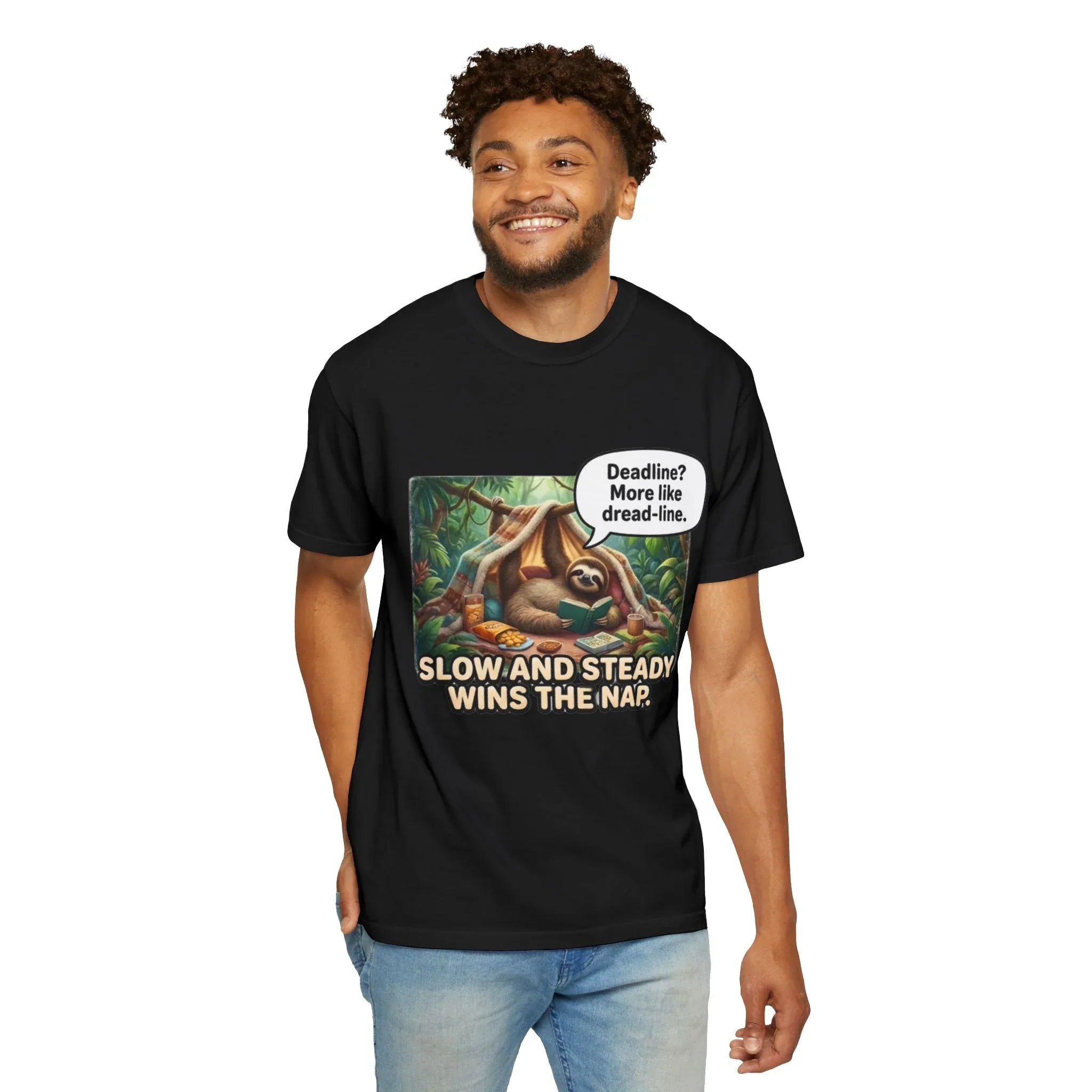 Slow and Steady Wins the Nap Sloth T-Shirt | Cute Lazy Sloth Illustration | Self Care Humor Gift | Vintage Cozy Productivity Tee