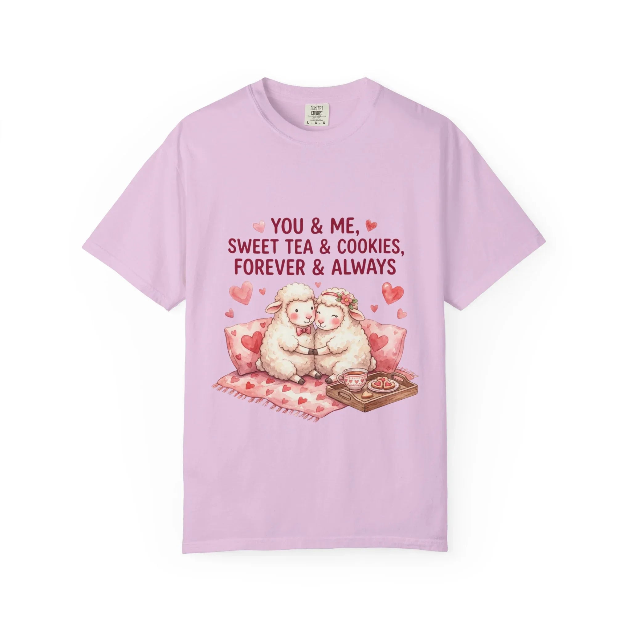 You and Me Sweet Tea Cookies Bears T Shirt Cute Cuddling Couple Watercolor Cozy Vintage Aesthetic Gift Lovers Soft Cotton Romantic Tee Orchid