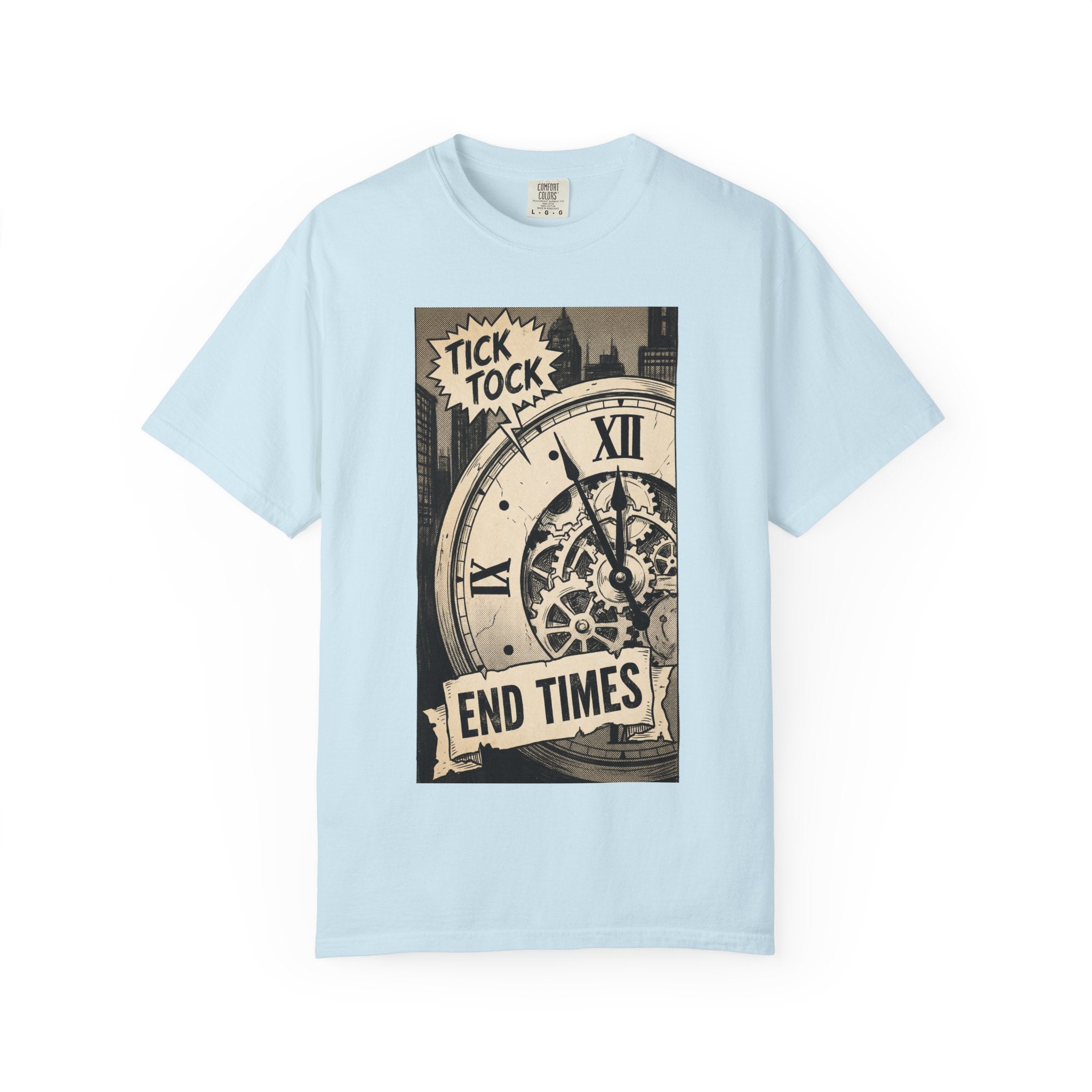 Vintage Doomsday Clock Shirt Retro Comic End Times Graphic Tee Dark Humor Gift Aesthetic Streetwear Art Chambray
