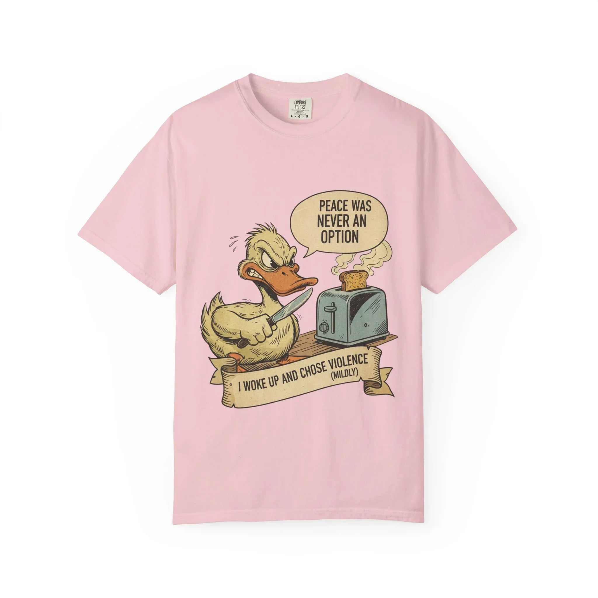 Funny Angry Duck Shirt Peace Was Never An Option Tee I Woke Up And Chose Violence Mildly Retro Graphic Tshirt Sarcastic Meme Gift Bird Lover Blossom