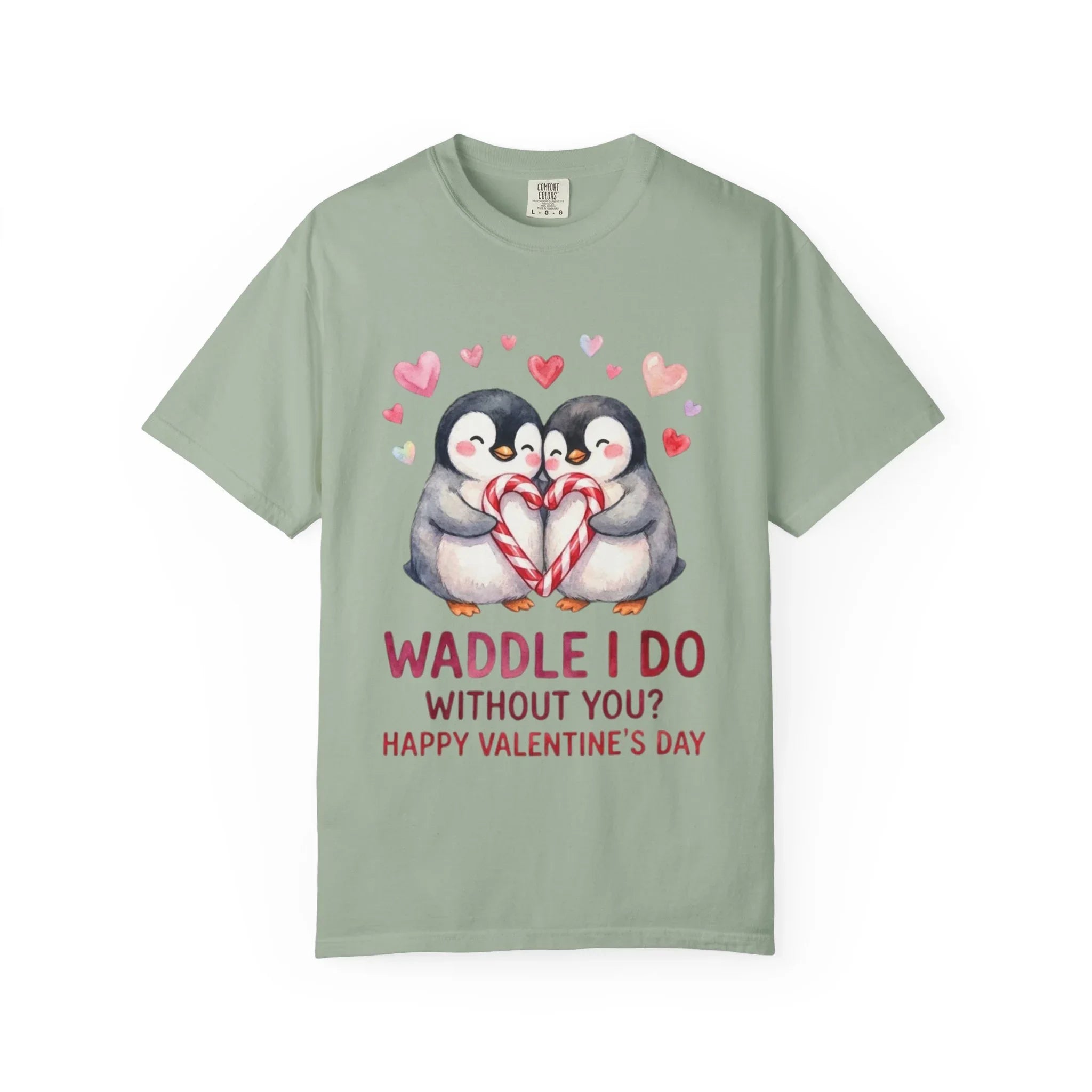 Valentine Penguin Couple Candy Hearts T Shirt Waddle I Do Without You Watercolor Cozy Vintage Aesthetic Gift Lovers Soft Cotton Romantic Tee Bay