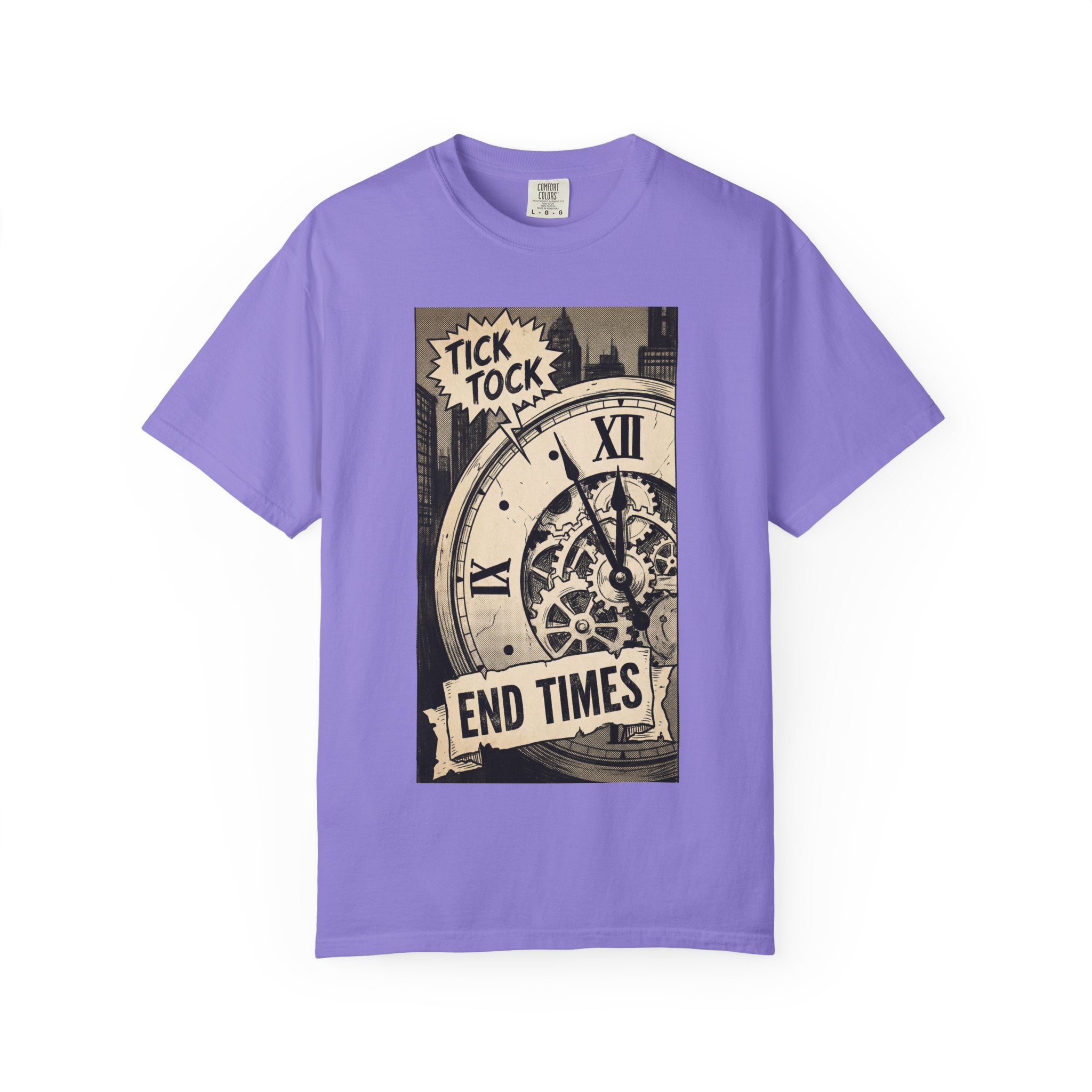 Vintage Doomsday Clock Shirt Retro Comic End Times Graphic Tee Dark Humor Gift Aesthetic Streetwear Art Violet