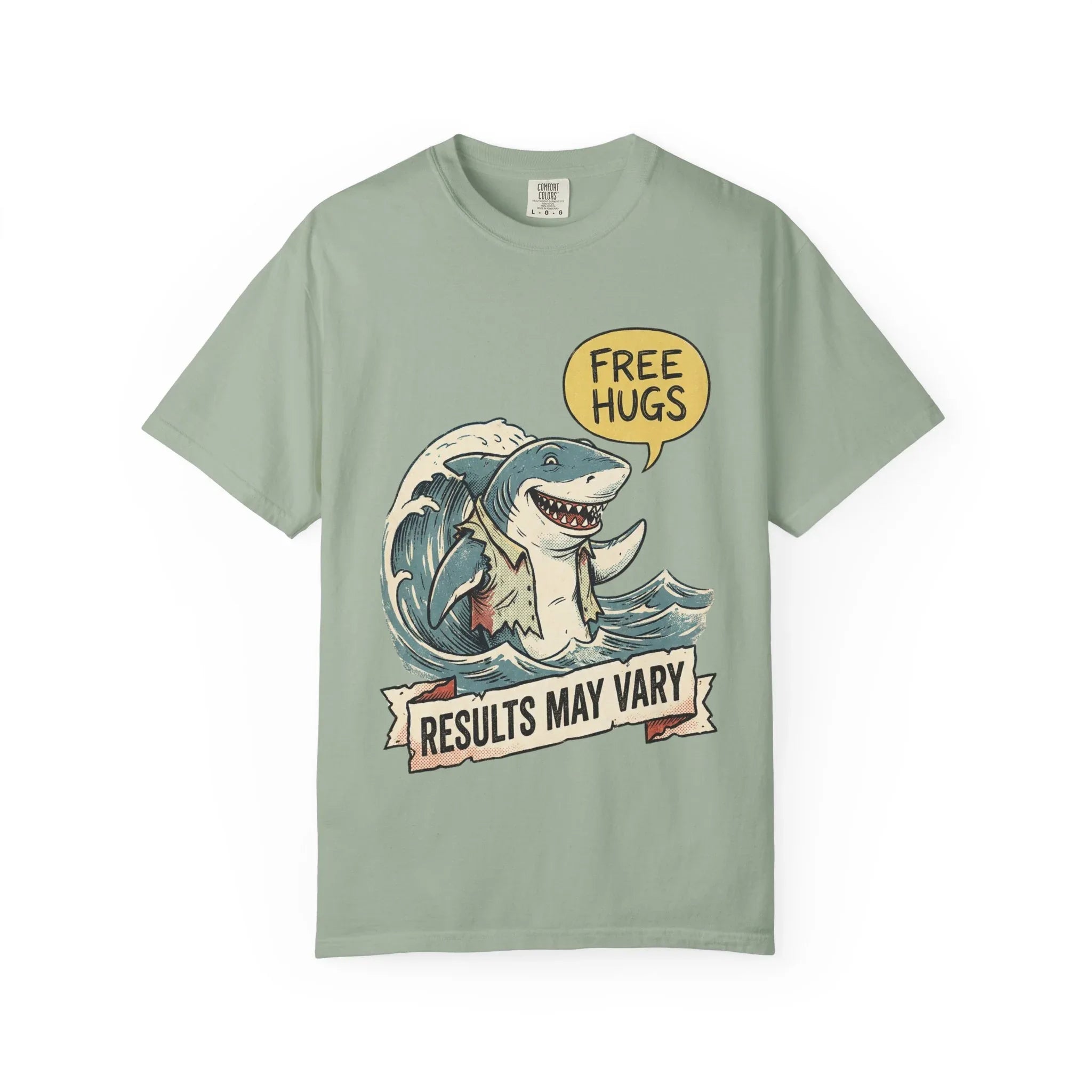 Vintage Shark Shirt - Funny "Free Hugs" T-Shirt - Dark Humor Gift - Retro Graphic Tee - Sarcastic Ocean Lover Top - Grunge Style Animal Apparel Bay