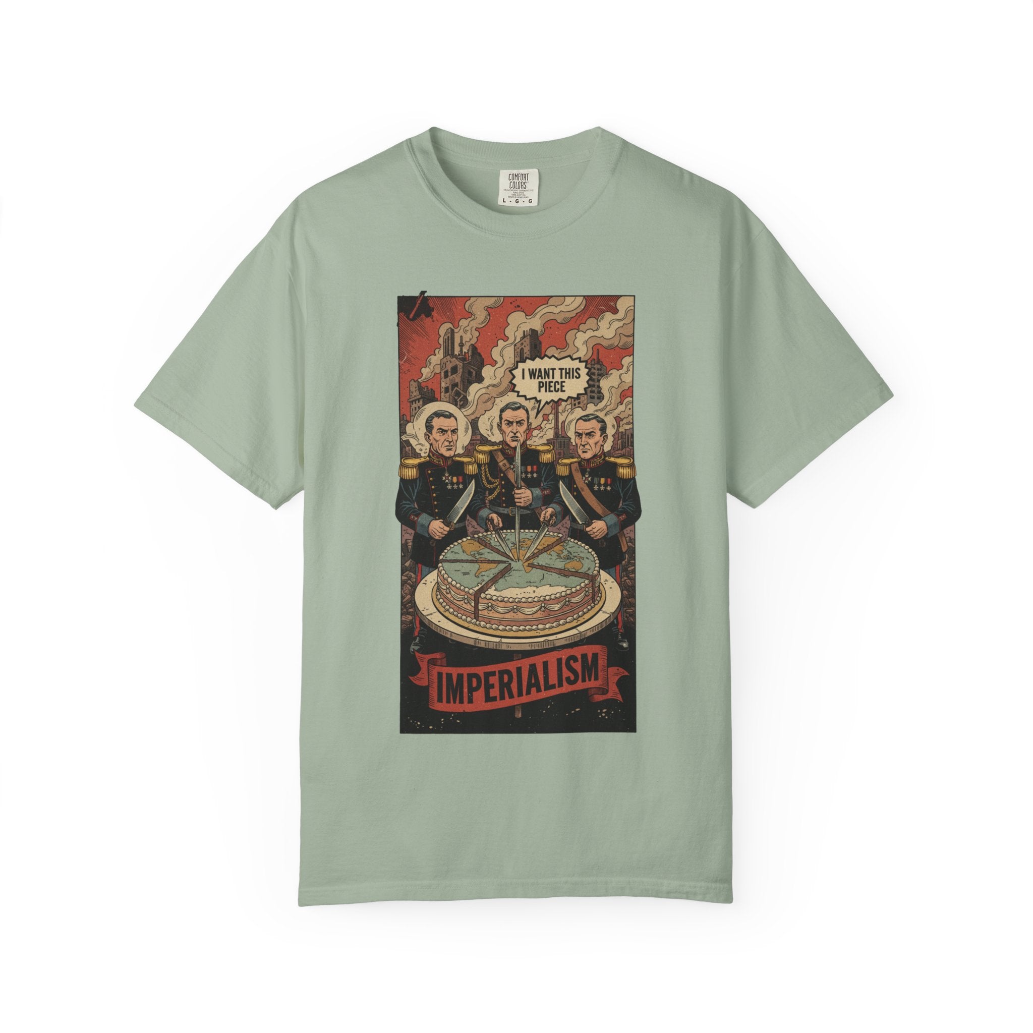 Imperialism World Cake T-Shirt - Political Satire Tee - Vintage Comic Leadership Vacuum Shirt - Sarcastic History Gift Bay