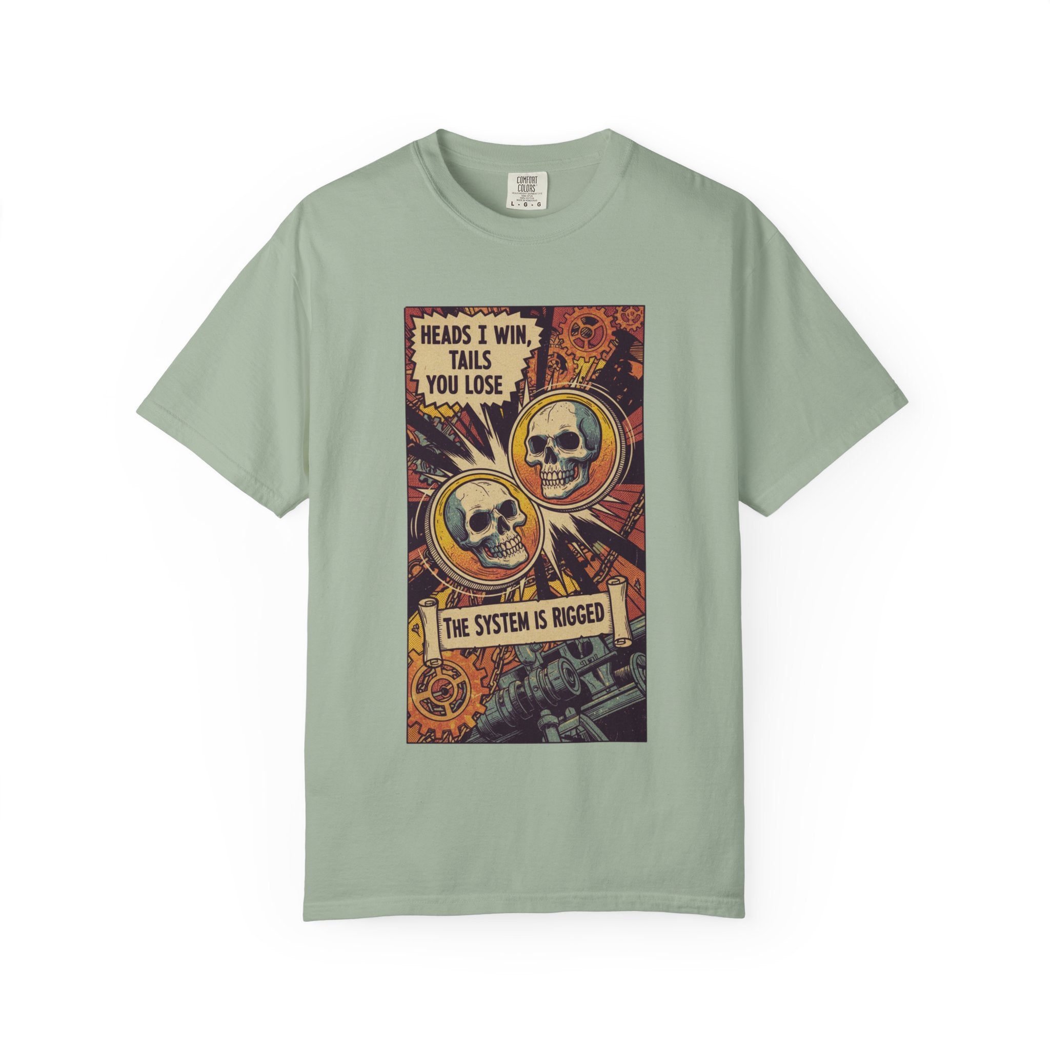 The System Is Rigged T-Shirt - Vintage Satirical Skull Graphic - Dark Humor Chess Pawn Tee - Retro Propaganda Streetwear Bay