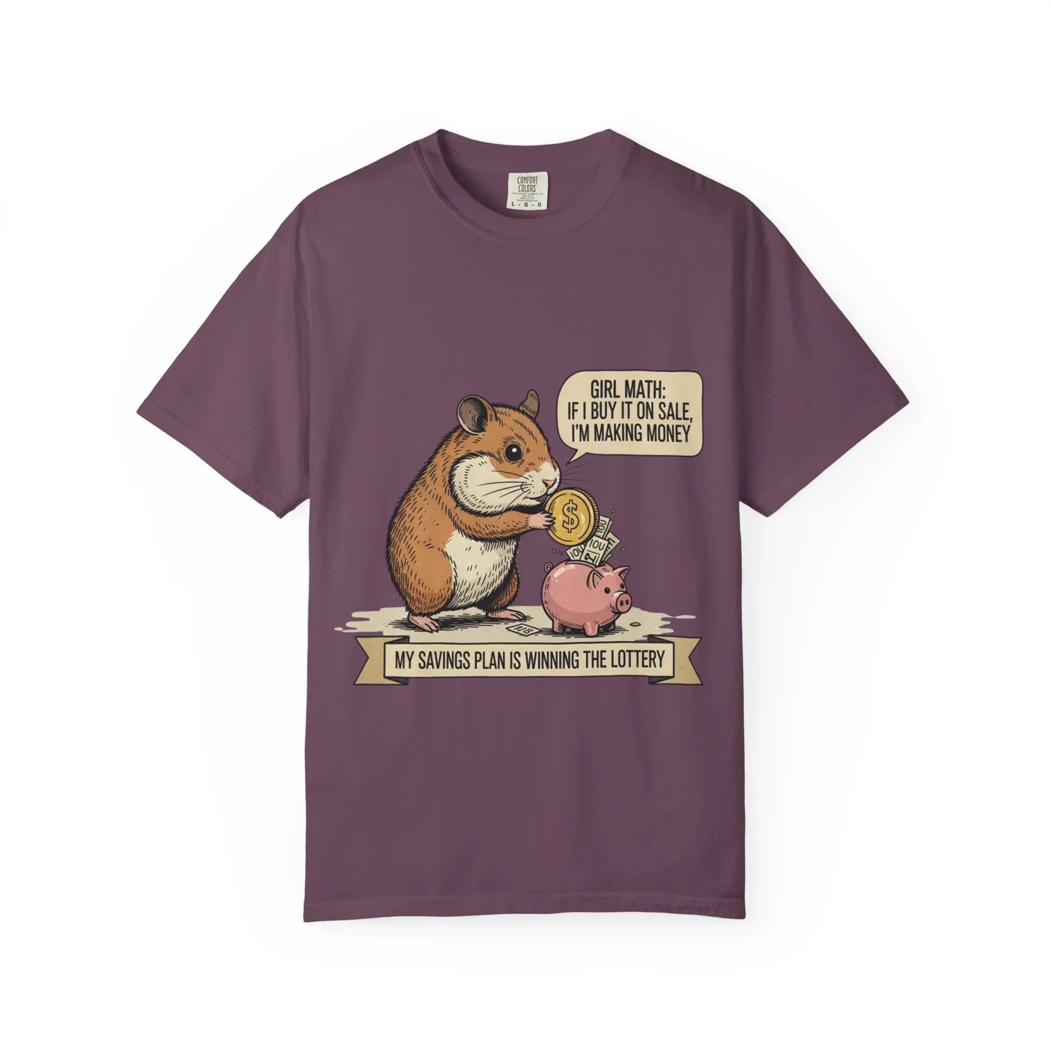 Funny Girl Math Shirt Hamster Saving Plan Tee Student Loan Otter Shirt Financially Stable Sloth Broke Life Gift Sarcastic Adulting Humor Berry M