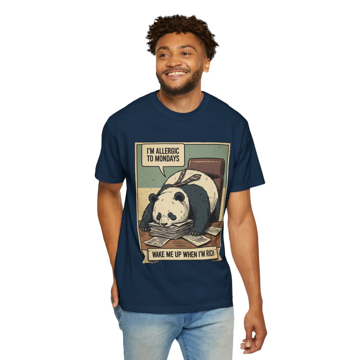 Funny Panda Monday Shirt - "I Am Allergic To Mondays" Hoodie - Office Humor Sweatshirt - "Wake Me Up When I Am Rich" Tee - Relatable Lazy Coworker Gift - Work Sucks Apparel