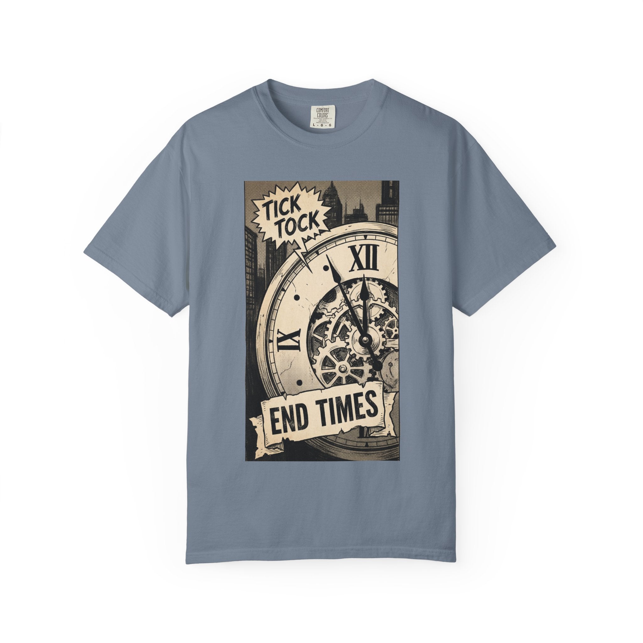 Vintage Doomsday Clock Shirt Retro Comic End Times Graphic Tee Dark Humor Gift Aesthetic Streetwear Art Blue Jean