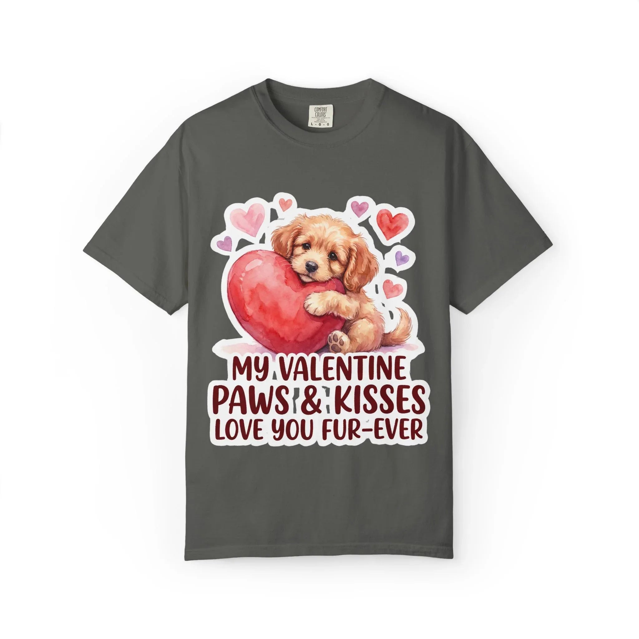 Puppy Heart Valentine T-Shirt | Paws & Kisses Love You Fur-Ever Dog Graphic Tee Pepper