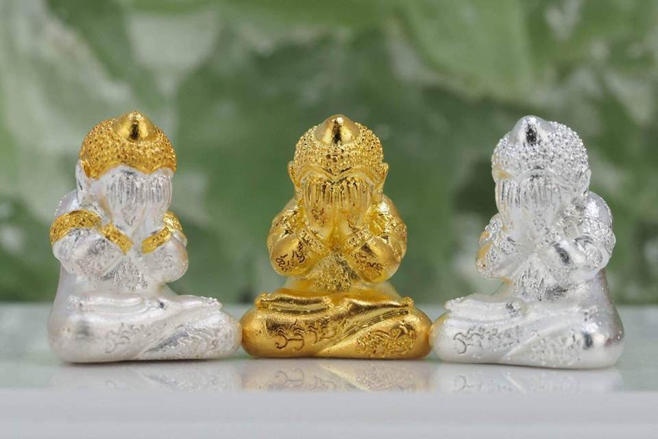 Phra Pidta “Miraculous Wealth” Edition – Satin Bell Metal – Luang Pho Yod, Wat Takroh (2022 Consecration) - Thai Blessing Co