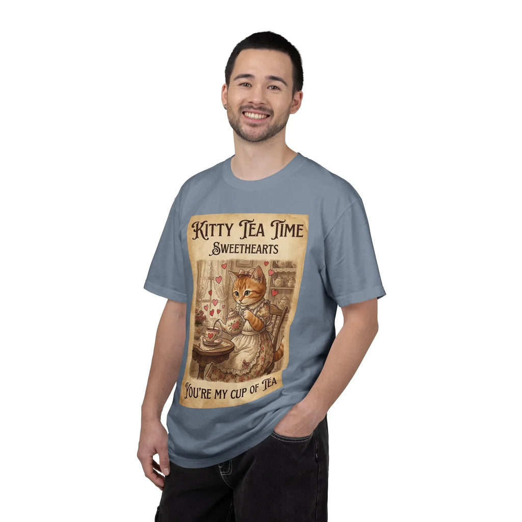 Kitty Tea Time T-Shirt | Vintage Cat Youre My Cup of Tea Graphic Tee | Retro Cozy Cat Lover Gift Shirt