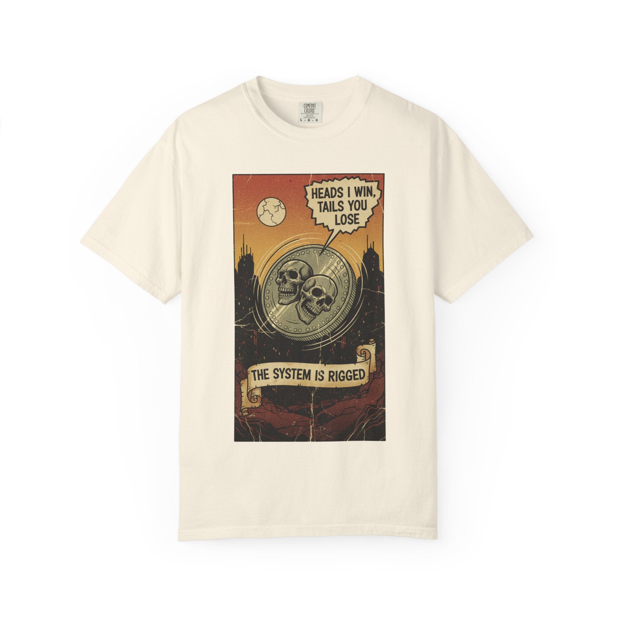 Vintage Satirical T-Shirt | Political Theater & System is Rigged Retro Tee | Sarcastic Dark Humor Shirt | Unisex Premium Cotton Graphic Tee Ivory