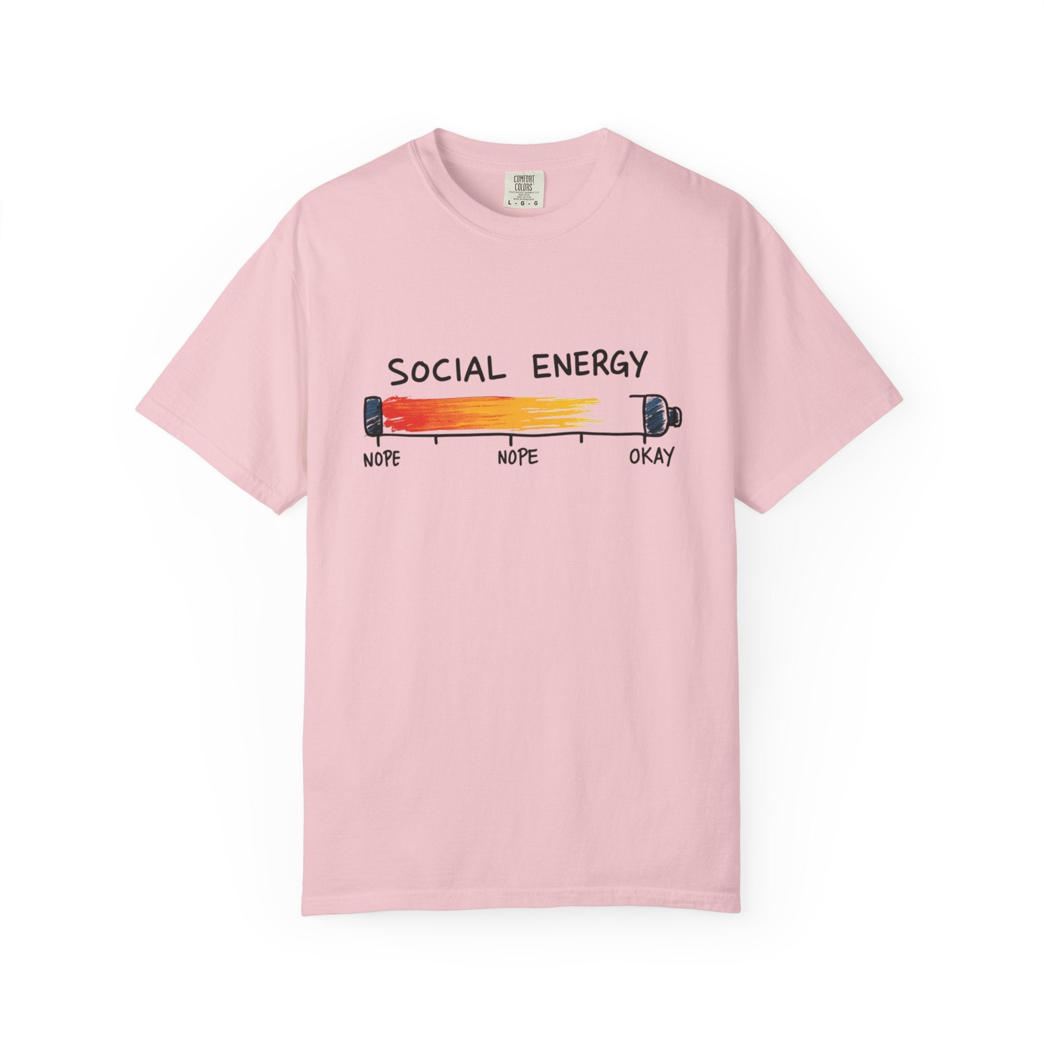 Social Energy Meter Shirt, Introvert Humor Tee, Social Battery Bar Chart T-Shirt, Funny Minimal Graphic, Nope to Okay Gift Blossom