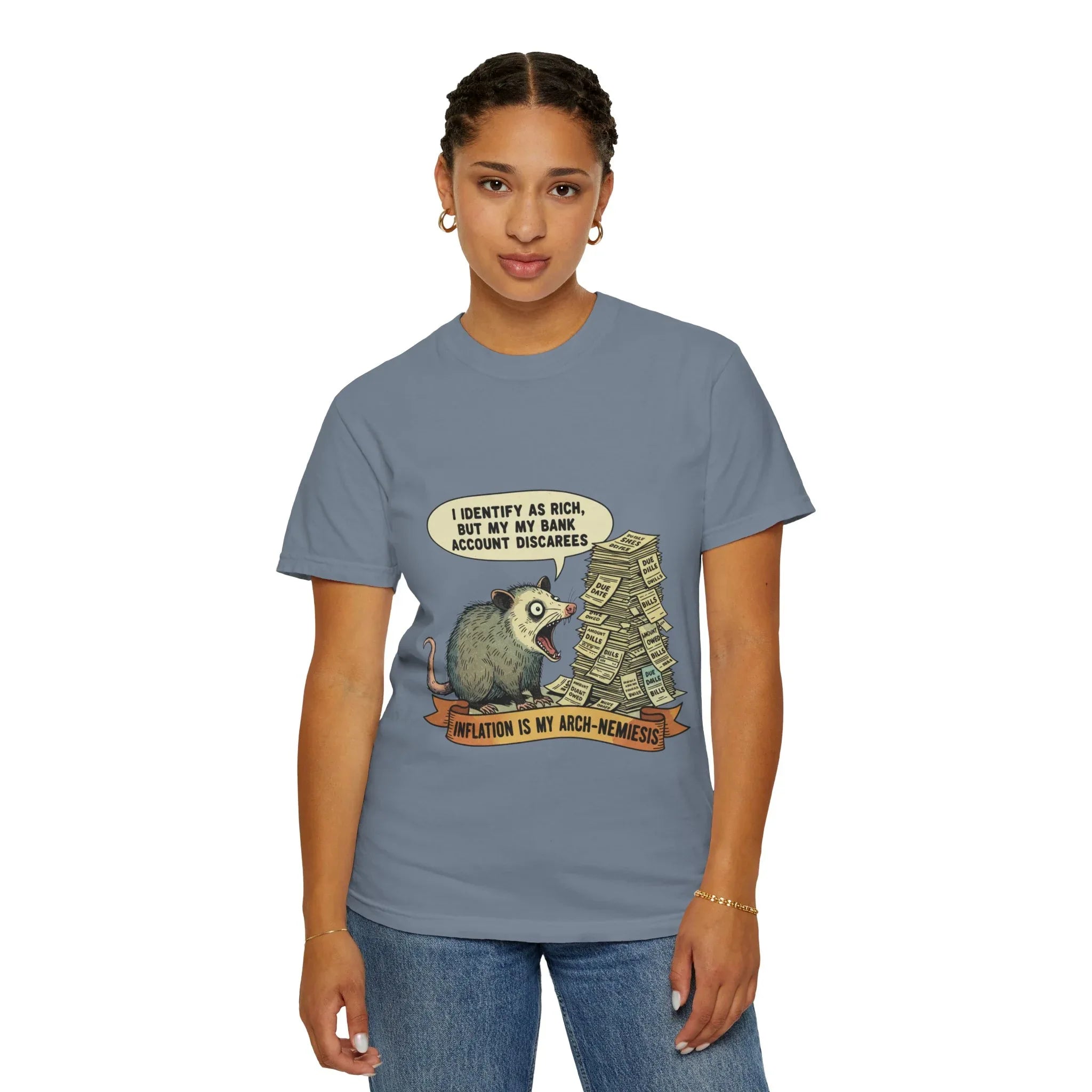 Funny Opossum Shirt Inflation Is My Arch Nemesis Tee Relatable Financial Meme Gift Sarcastic Possum Tshirt Screaming Trash Animal Top