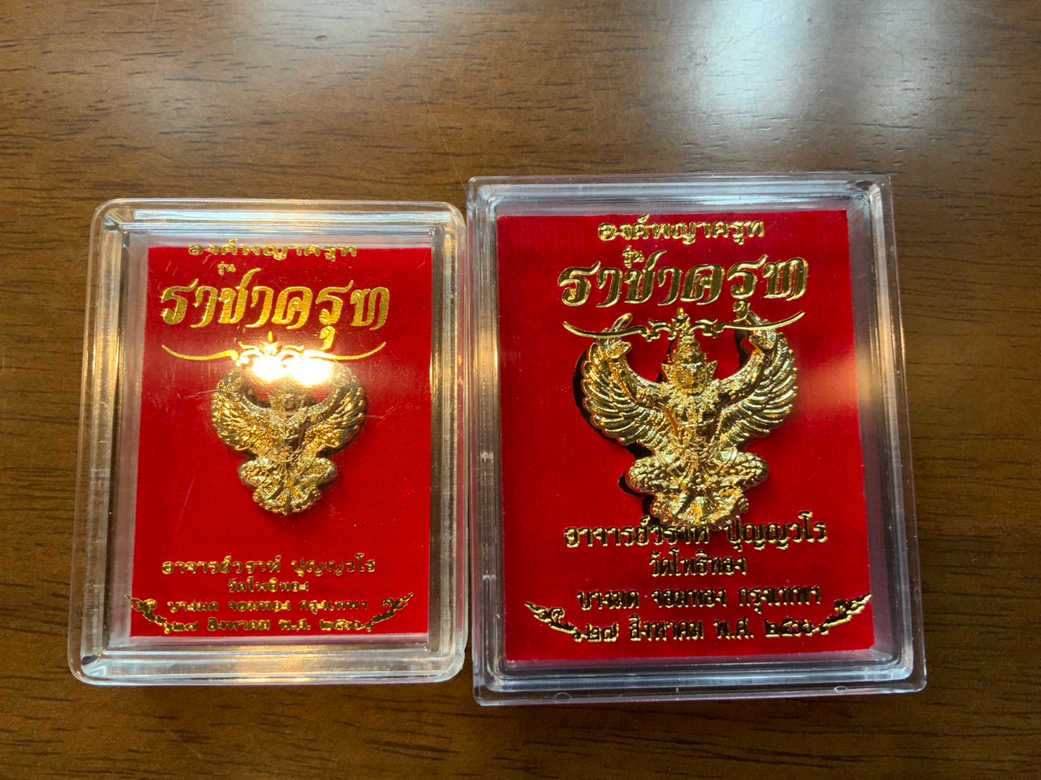 🦅 Phaya Krut "Racha Krut" (King of Garudas) Edition: Gold-Plated (Kalai Thong) – Luang Phor Wara, Wat Pho Thong – Ultimate Power & Royal Wealth Small + large gold shoulder