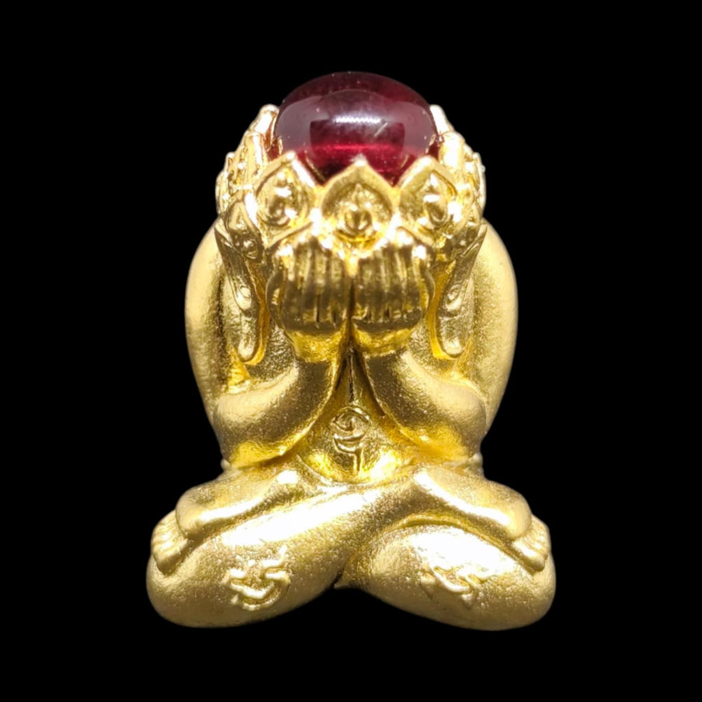 Phra Pidta Manee Montra Amulet – Supreme Buddhist Fortune & Protection, Sattapraithong Alloy, Ruby Crown, Blessed by Luang Pu Boonma, Wat Khao Kaew Thong Default Title