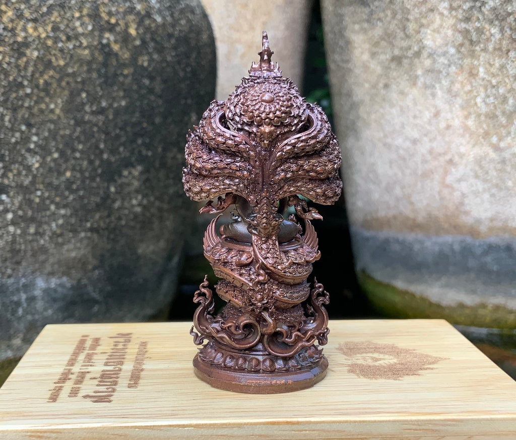 🐍 Phra Nak Prok "Phuttha Nuphap" Statue: 3-Inch Car Altar Size – Wild Copper (Maha Chanuan) – Ultimate Protection & Saturday Buddha