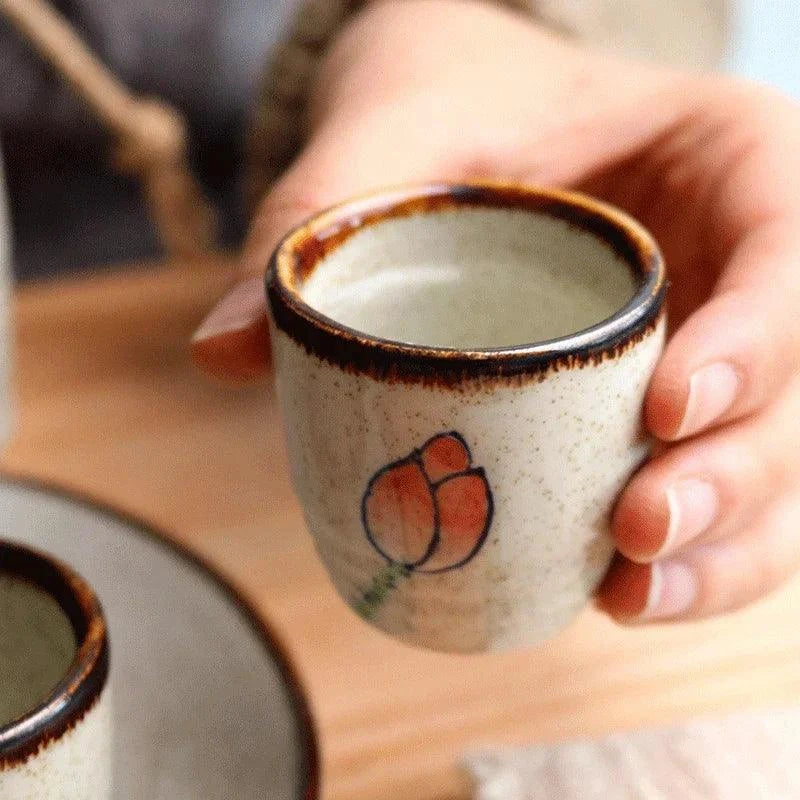 🍶 50ml Japanese-Style Ceramic Antique White Wine Cup – Classic Sake Set, Retro Coffee Cup & Shochu Pot for Home | Free Shipping 50ml D-1pc