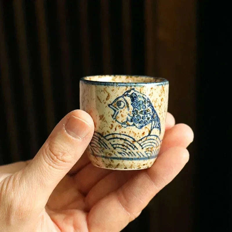 🍶 50ml Japanese-Style Ceramic Antique White Wine Cup – Classic Sake Set, Retro Coffee Cup & Shochu Pot for Home | Free Shipping
